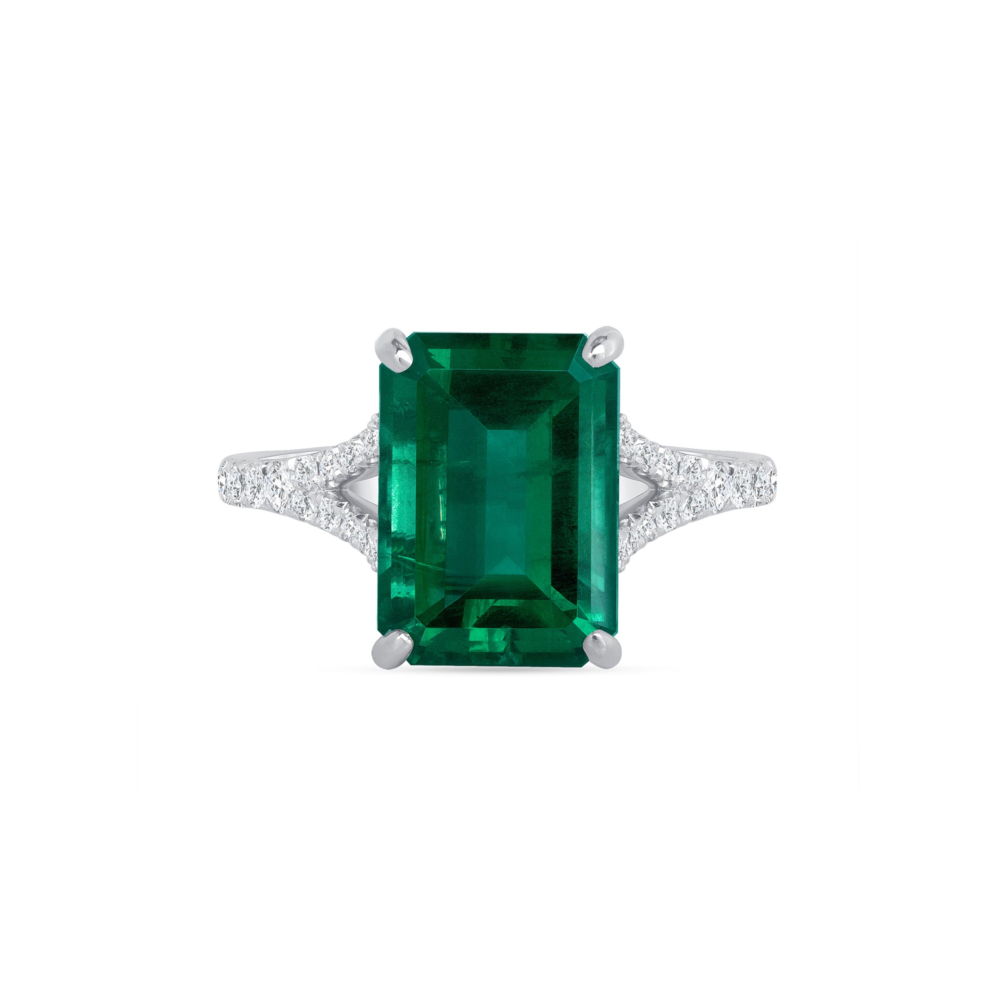 Emerald Split Shank Ring - 4.42ct TW