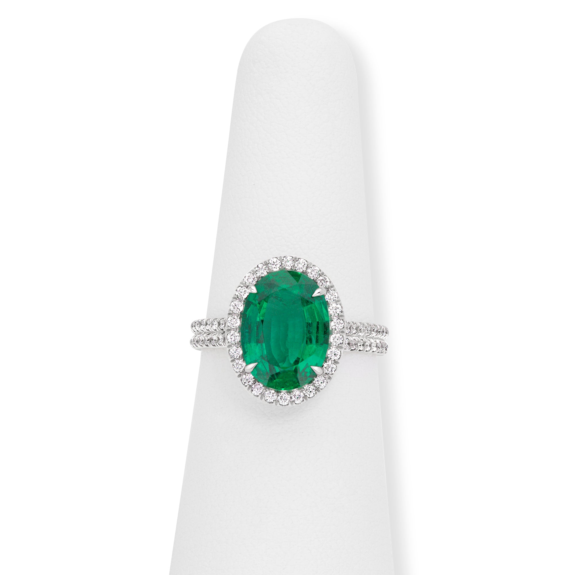 Oval Emerald Halo Ring - 3.72ct TW