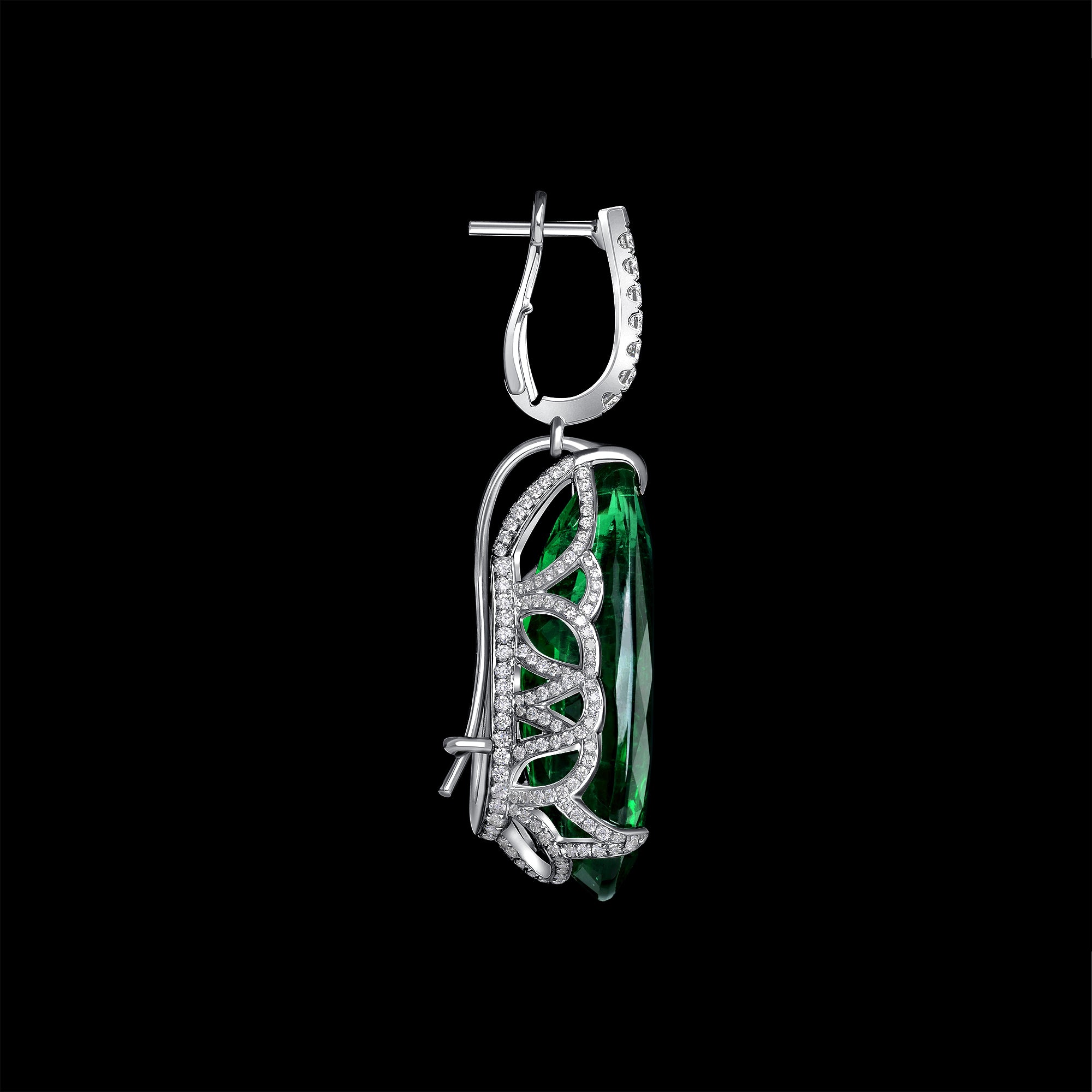Pear Shape Emerald Earrings - 46.10ct TW
