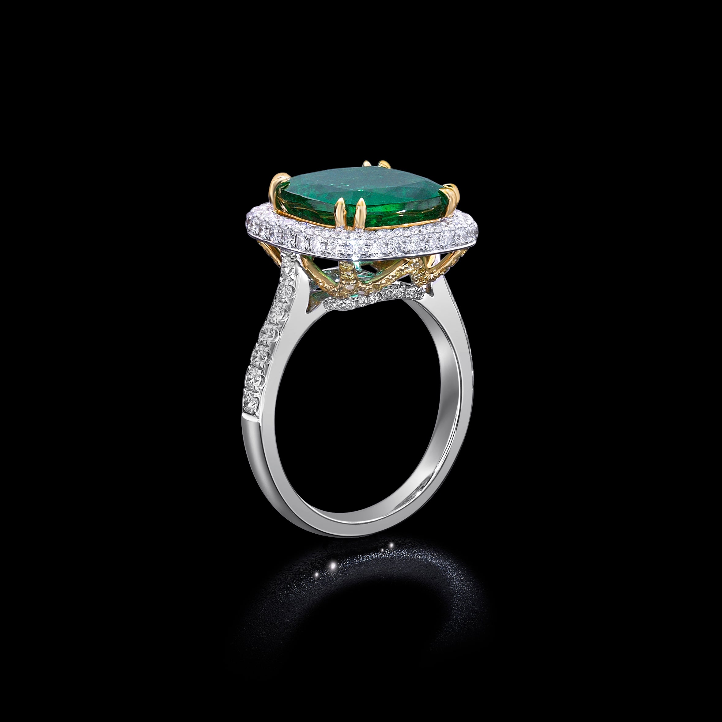 Emerald Halo Ring - 6.20ct TW