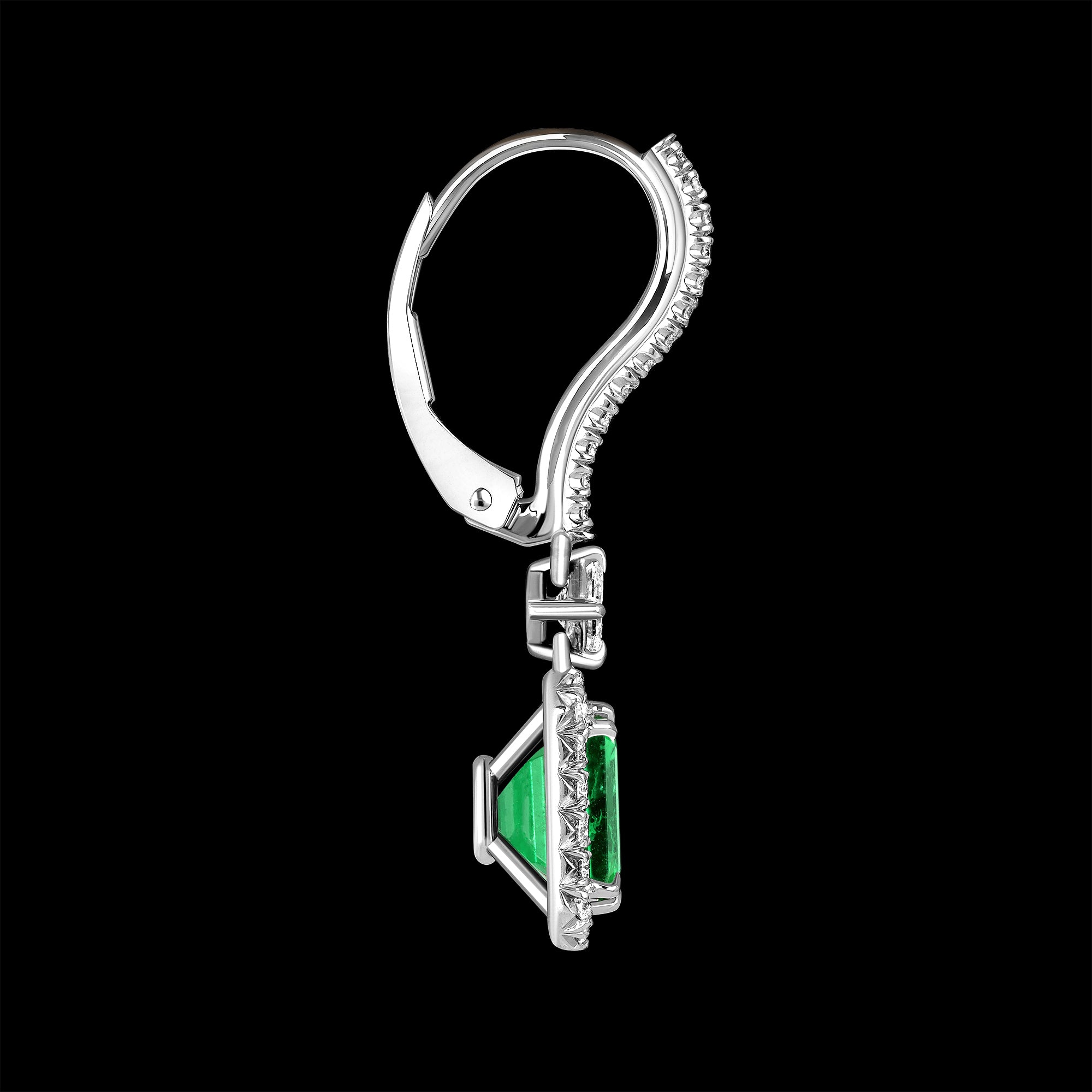 Halo Drop Emerald Earrings - 3.98ct TW