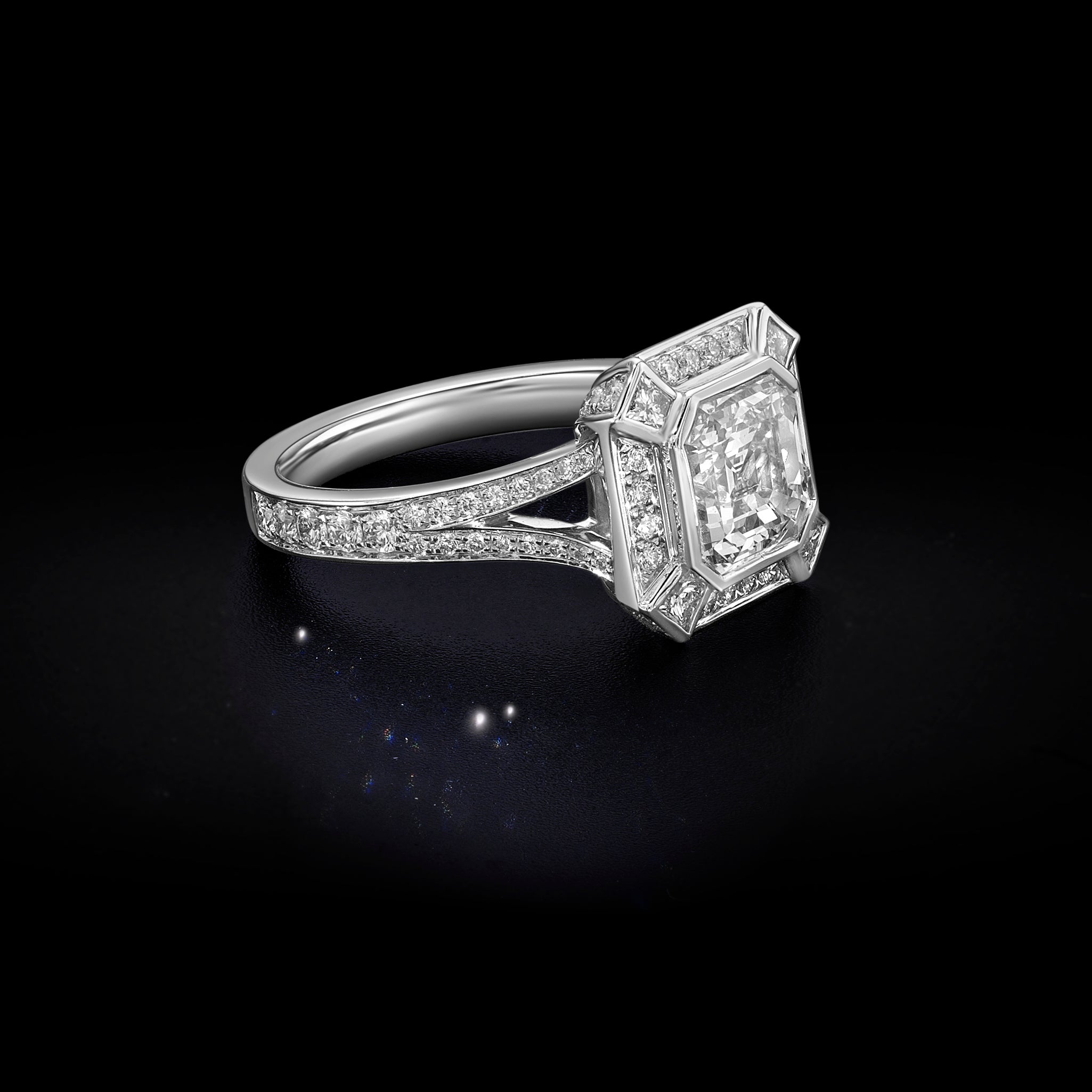 Asher Cut Art Deco Style Ring - 2.79ct TW