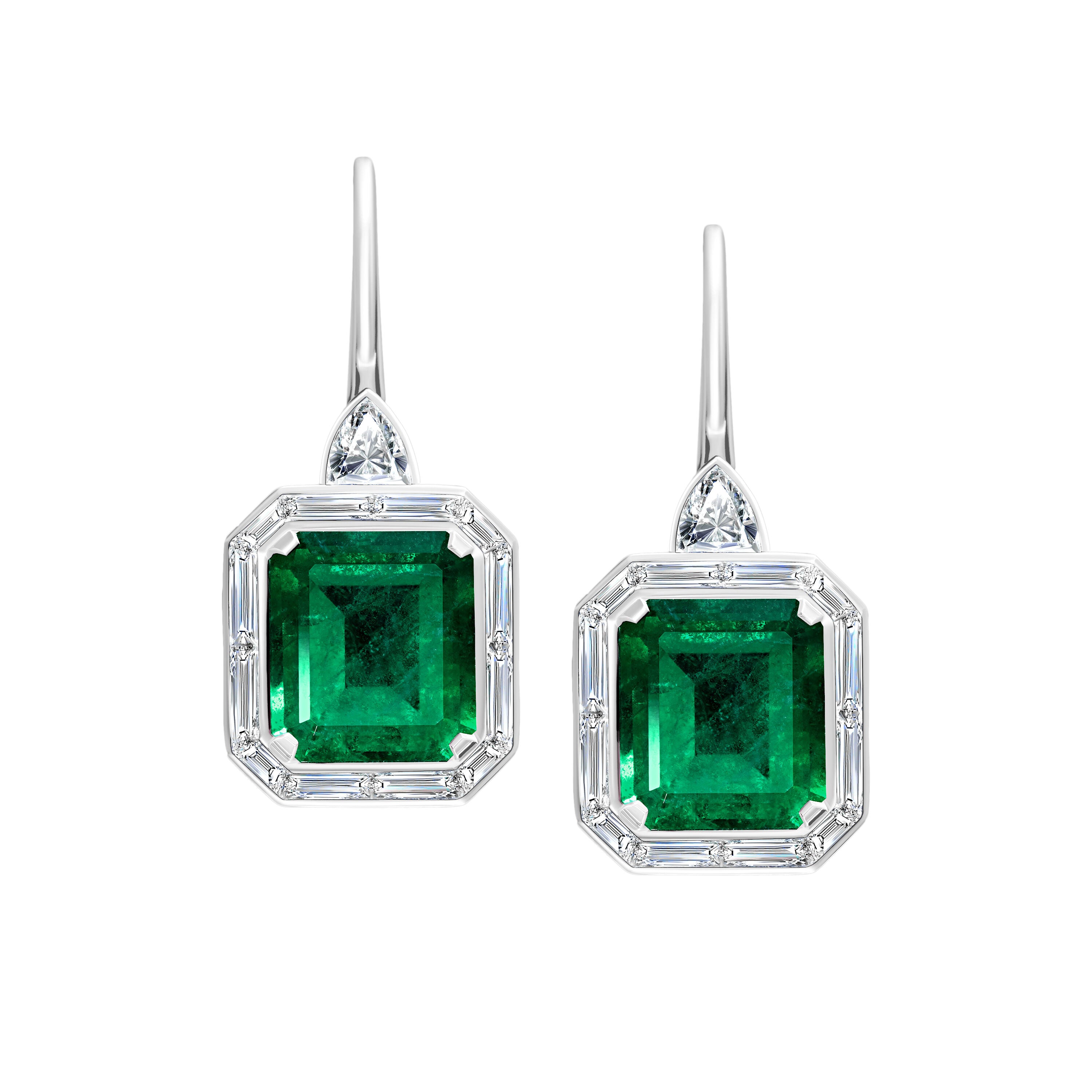 Art Deco Style Emerald Earrings - 21.44ct TW