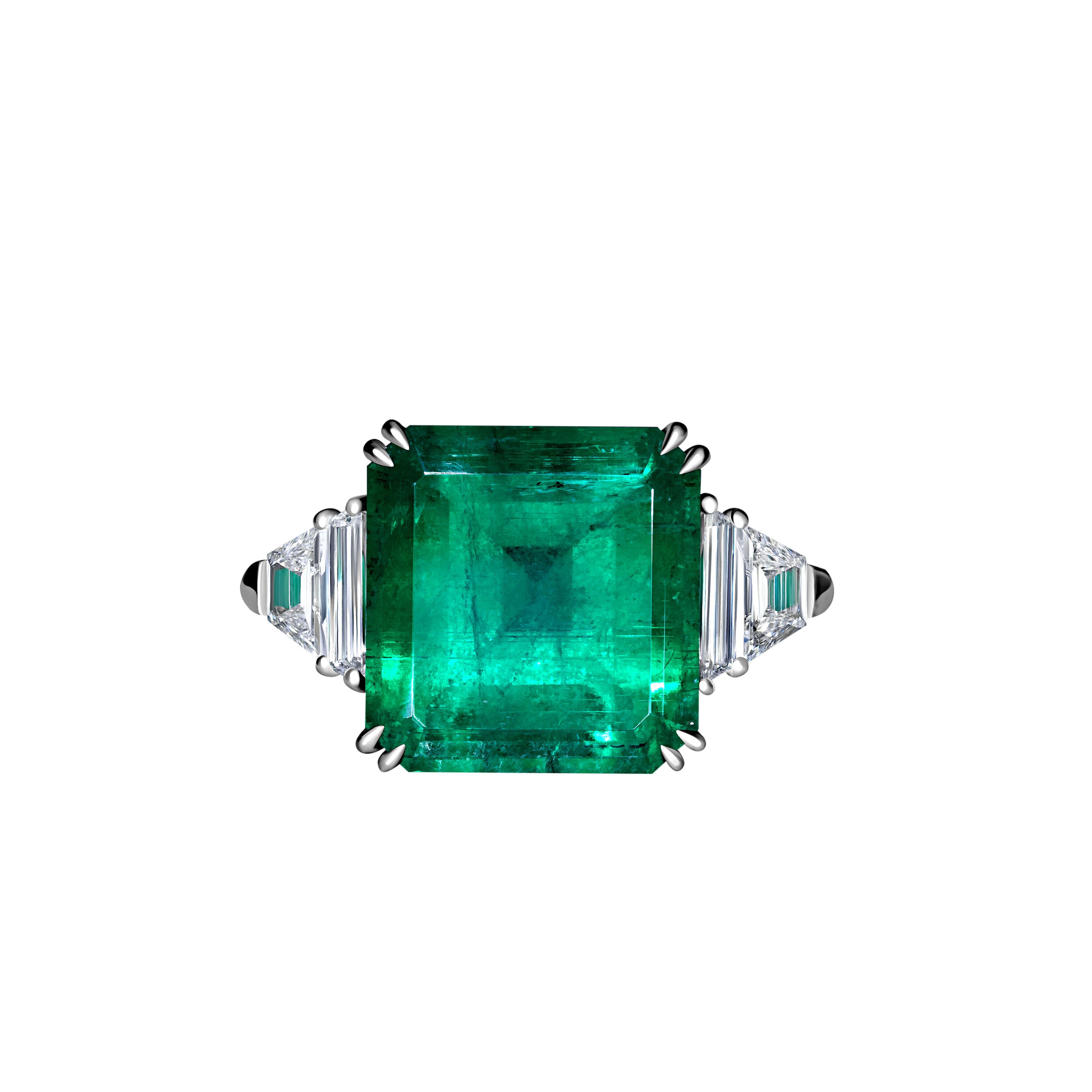 Emerald Ring with Side Stones - 22.75ct TW