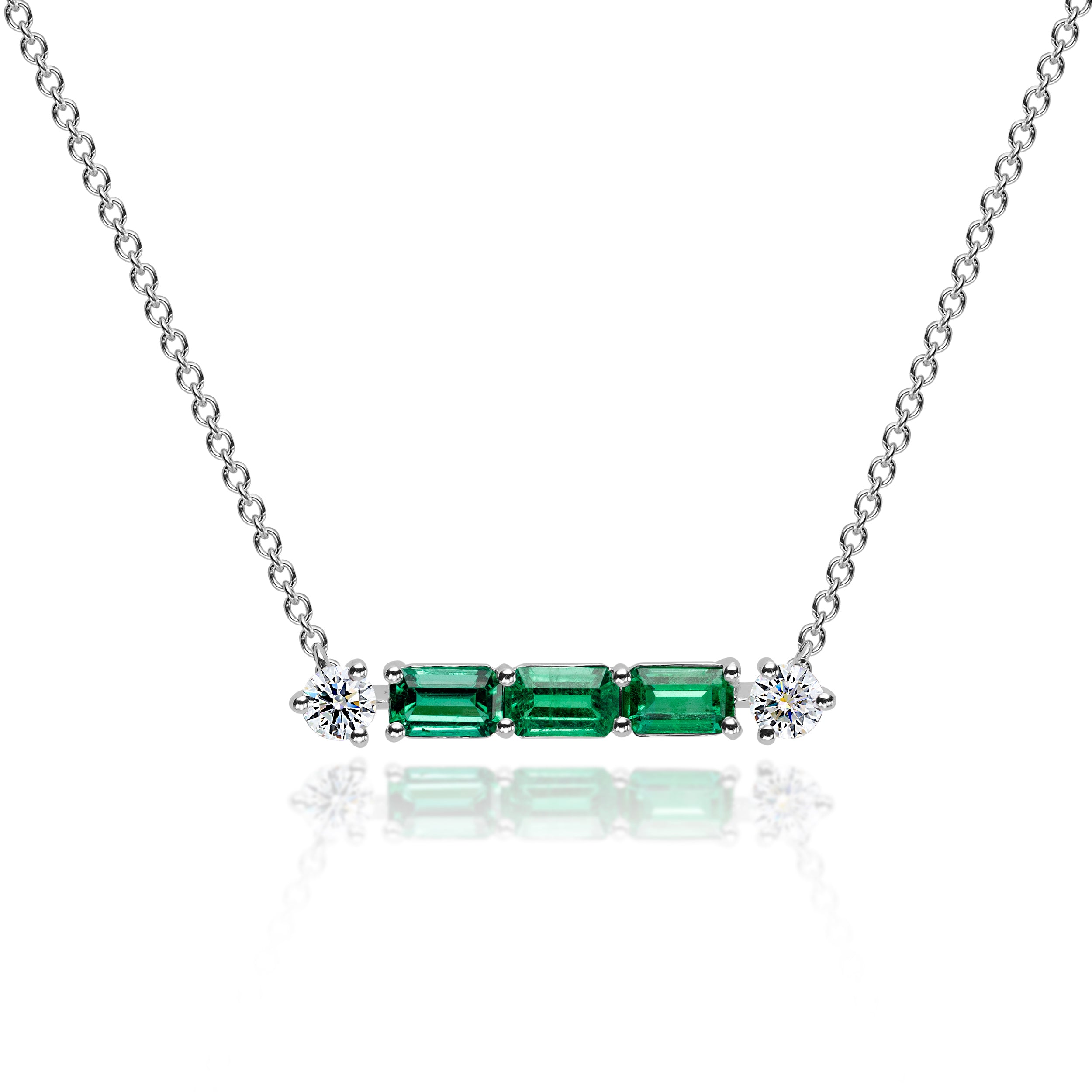 Three Emerald East West Pendant - 1.26ct TW