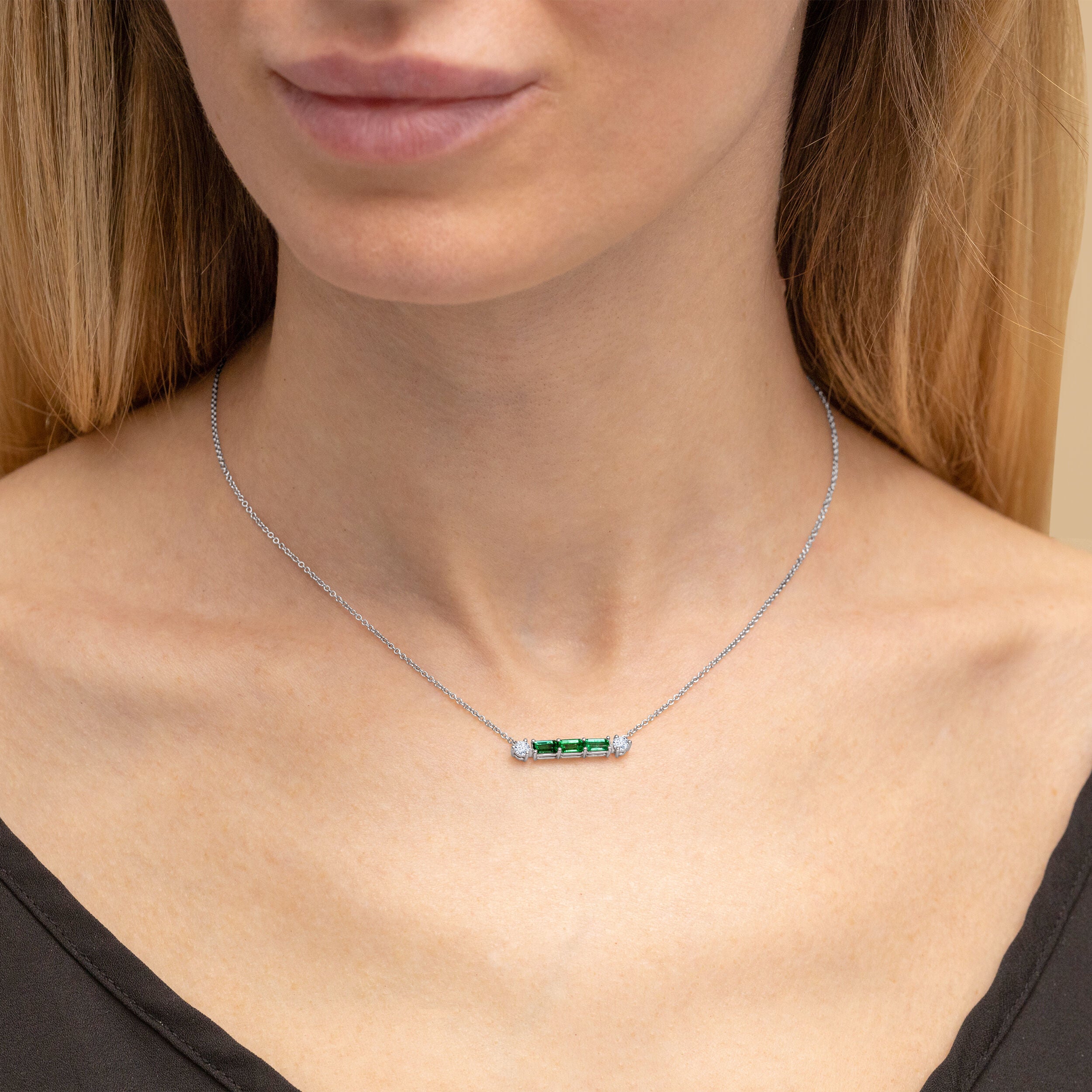 Three Emerald East West Pendant - 1.26ct TW