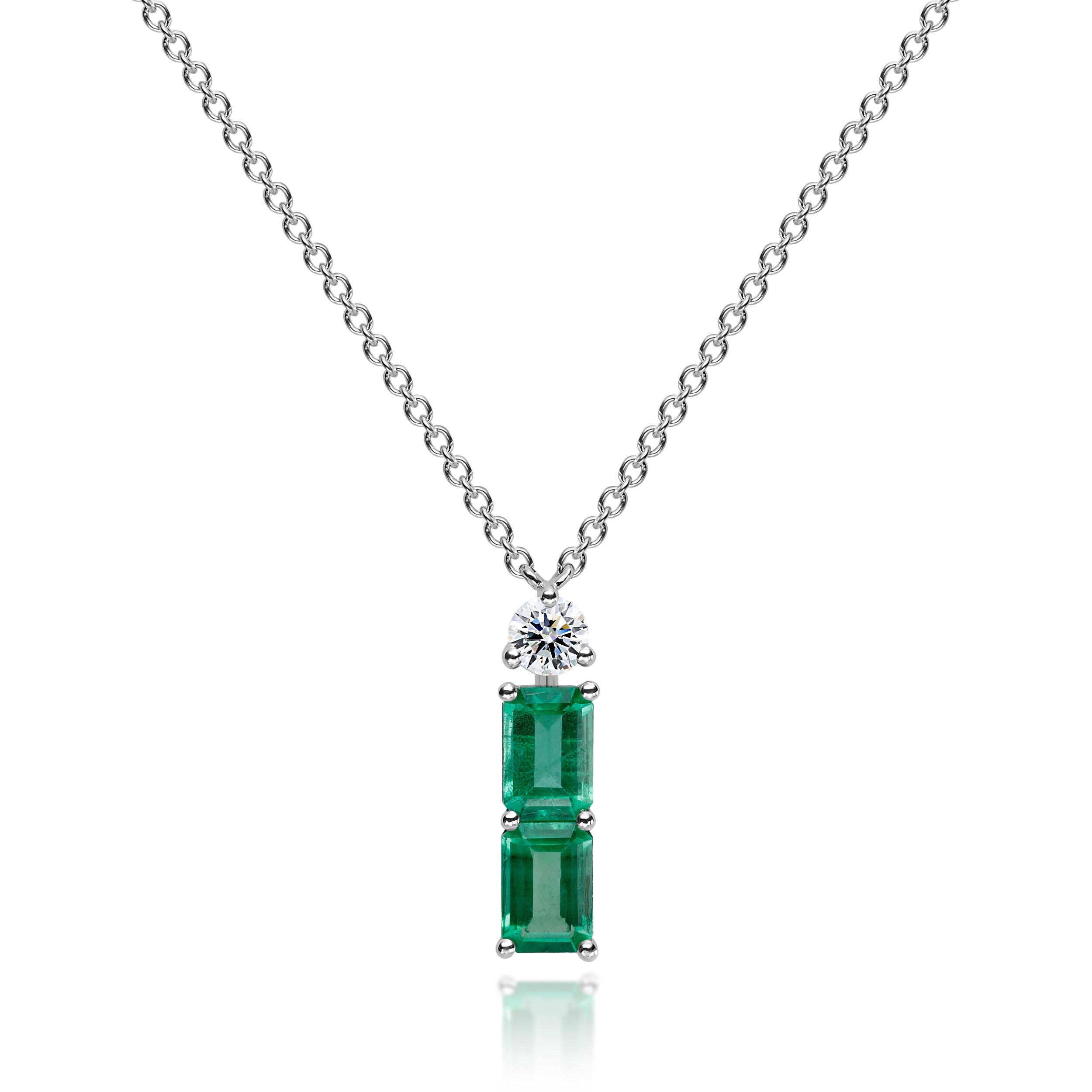 Two Emerald Pendant - 1.08ct TW