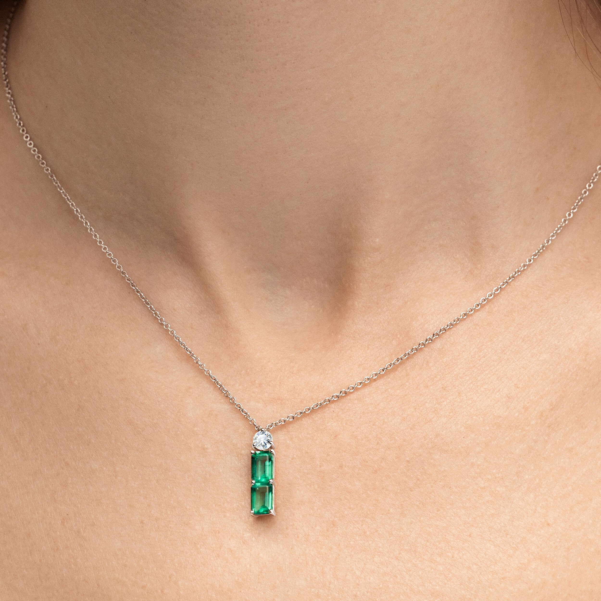 Two Emerald Pendant - 1.08ct TW