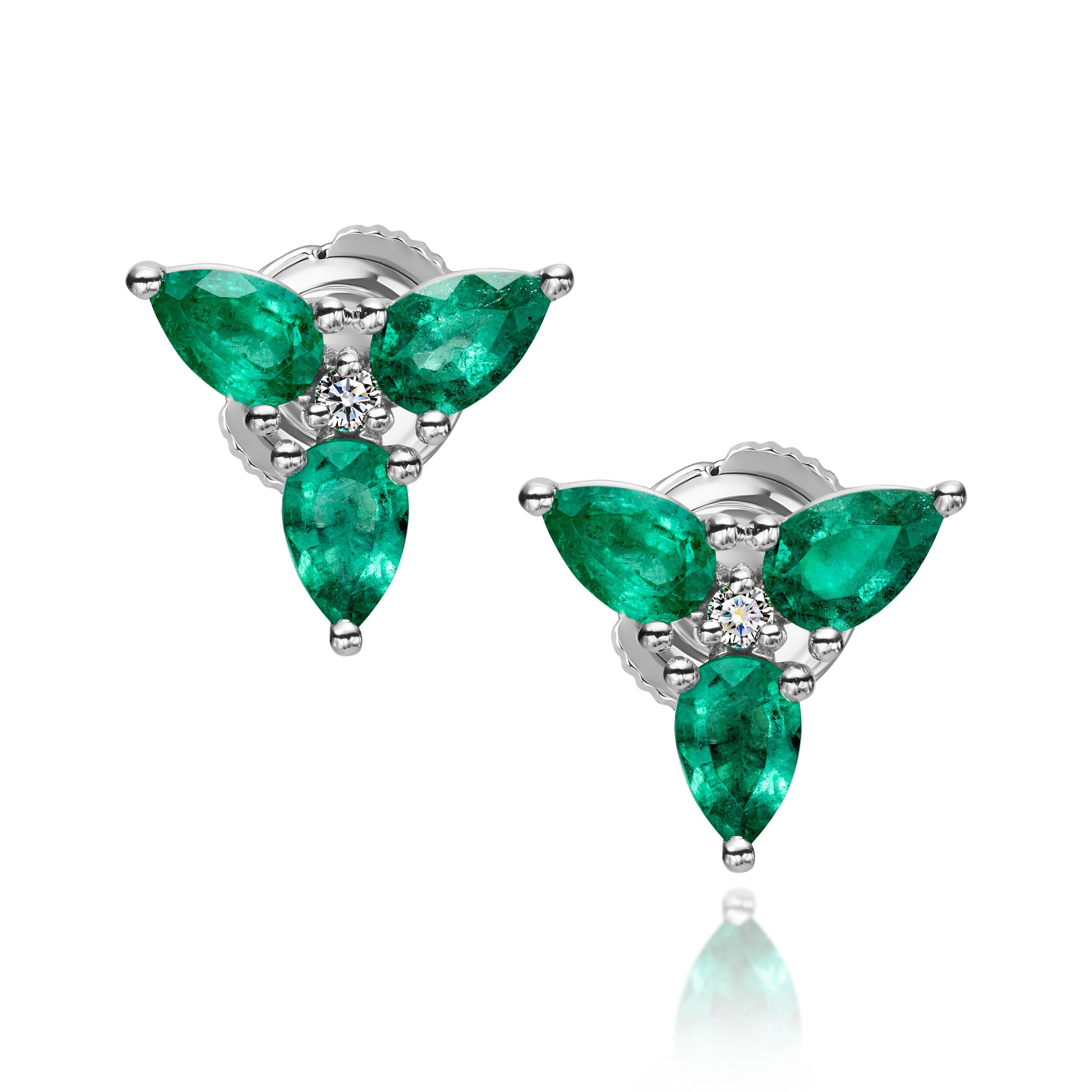 Pear Shape Emerald Stud Earrings - 1.23ct TW