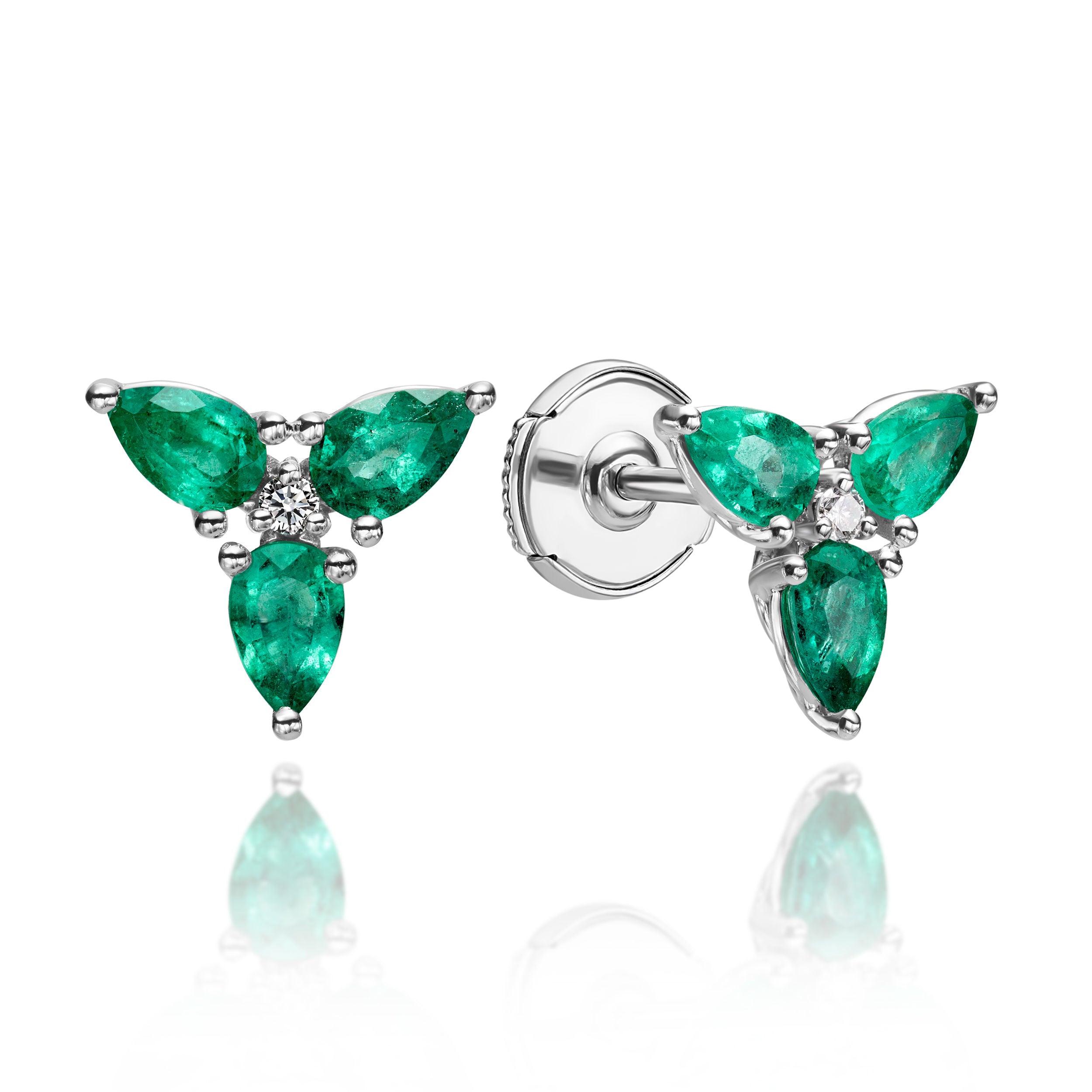 PS Emerald Earrings With Diamonds - 1.23ct TW