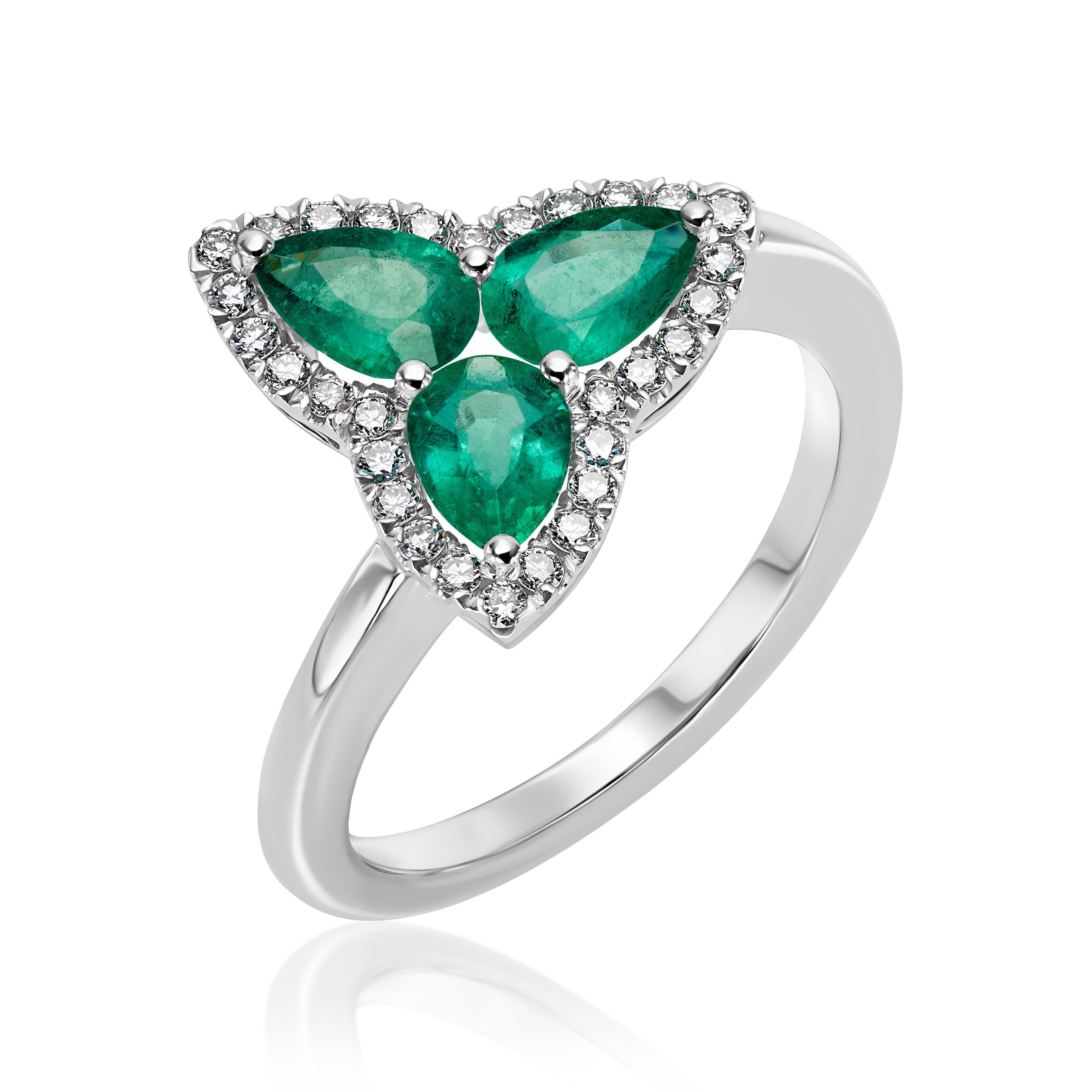 Three Pear Shape Emerald Ring - 1.38ct TW