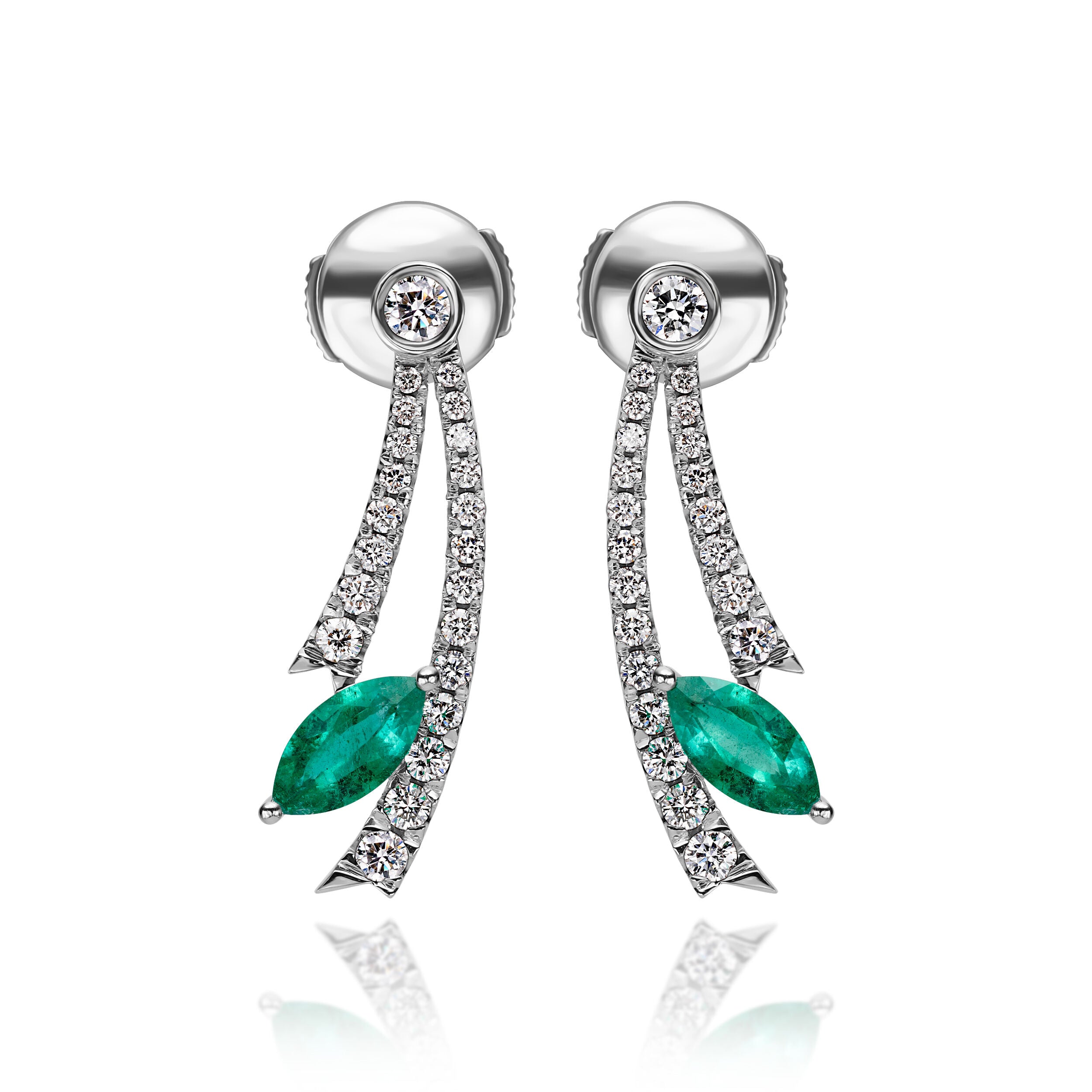 Marquise Cut Emerald Earrings - 1.10ct TW