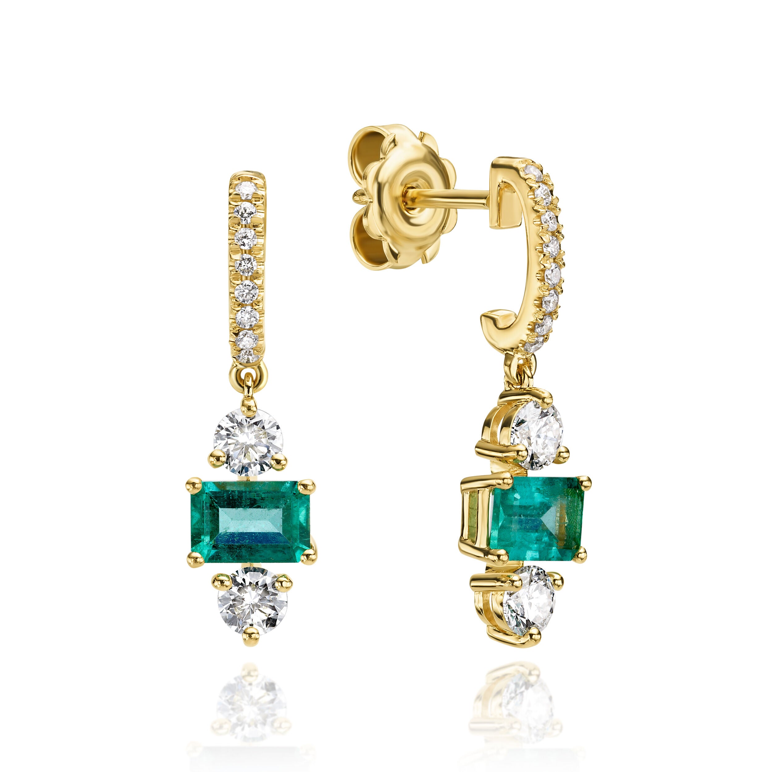 Emerald & Diamond Drop Earrings - 1.93ct TW