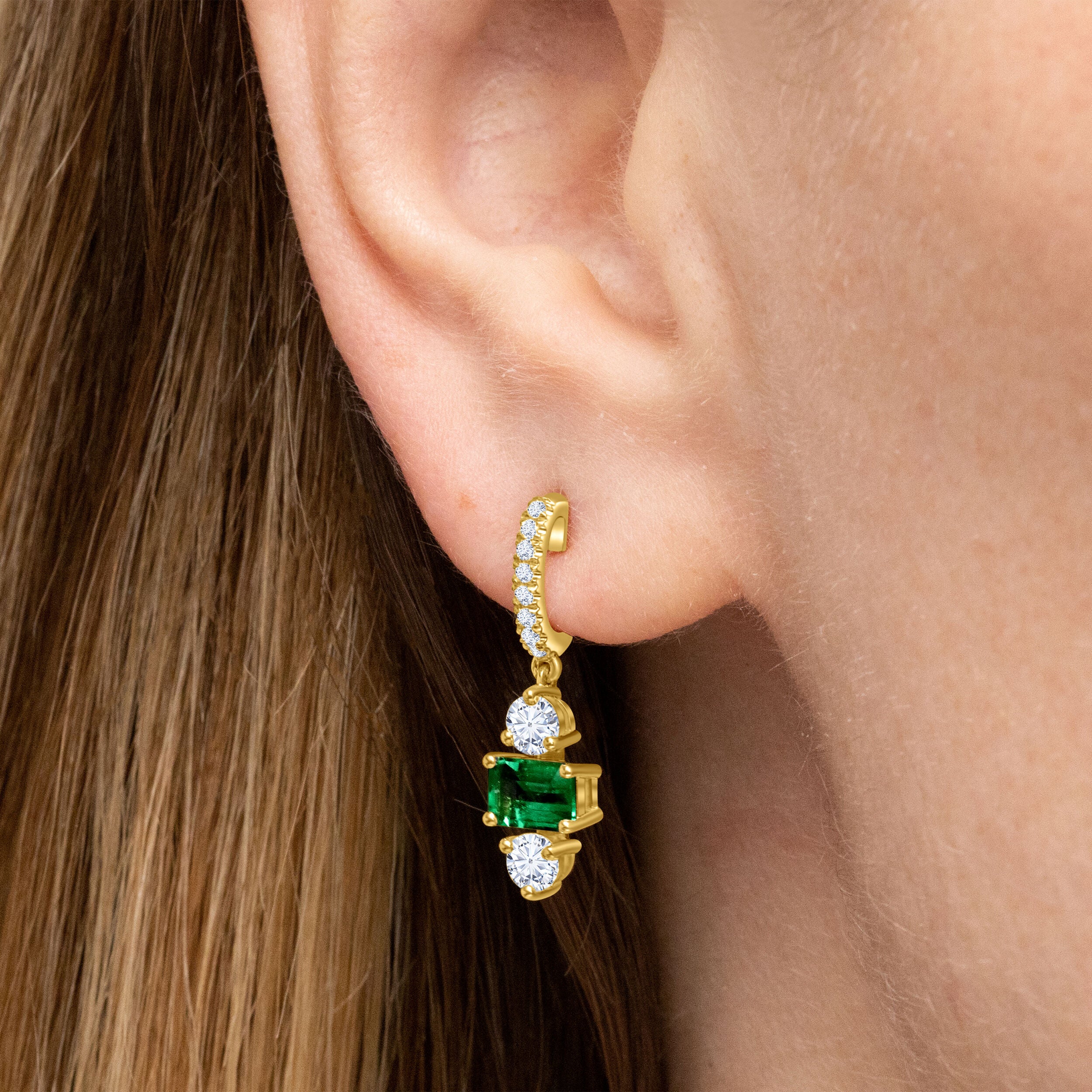 Emerald & Diamond Drop Earrings - 1.93ct TW