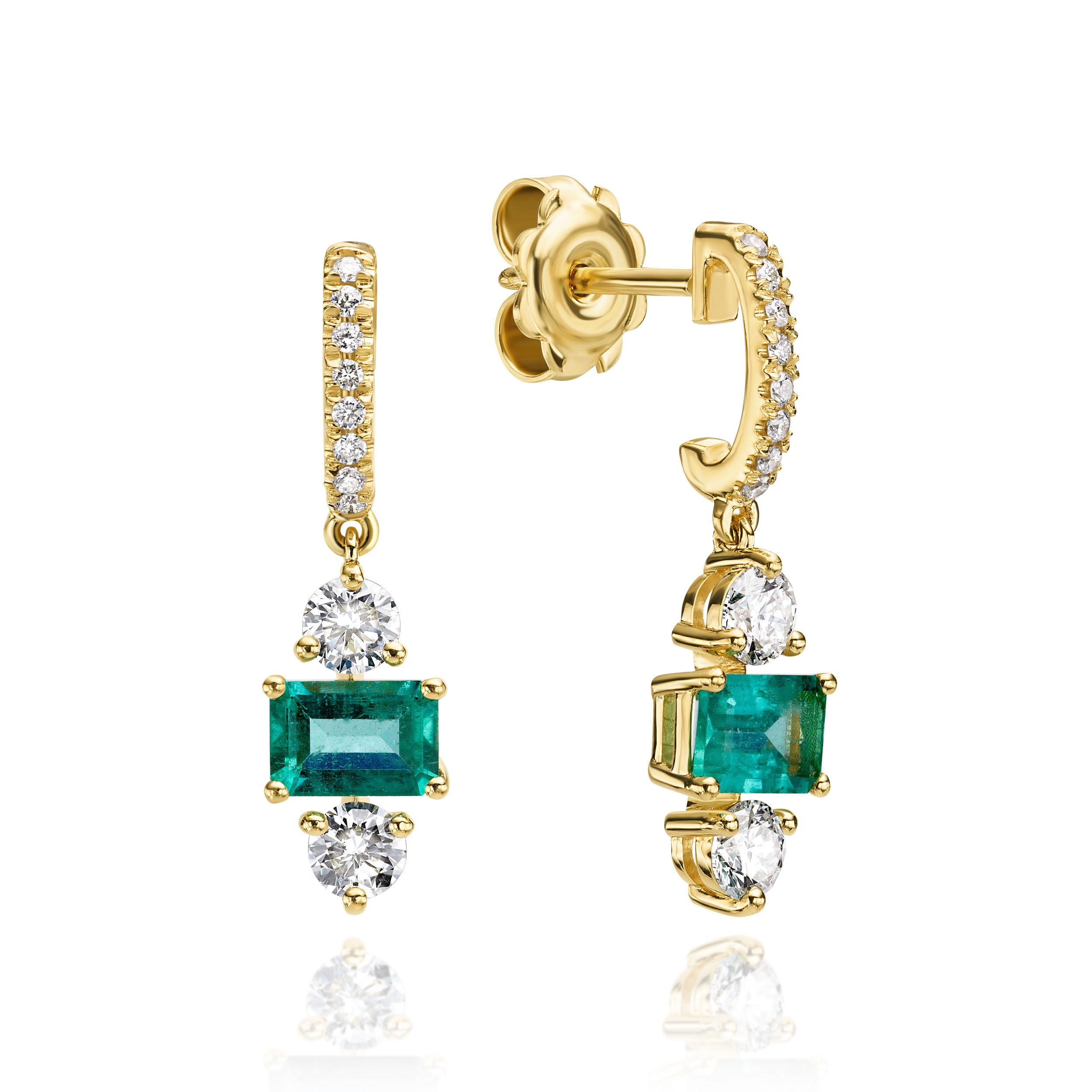EC Emerald Earrings With Diamonds - 1.93ct TW