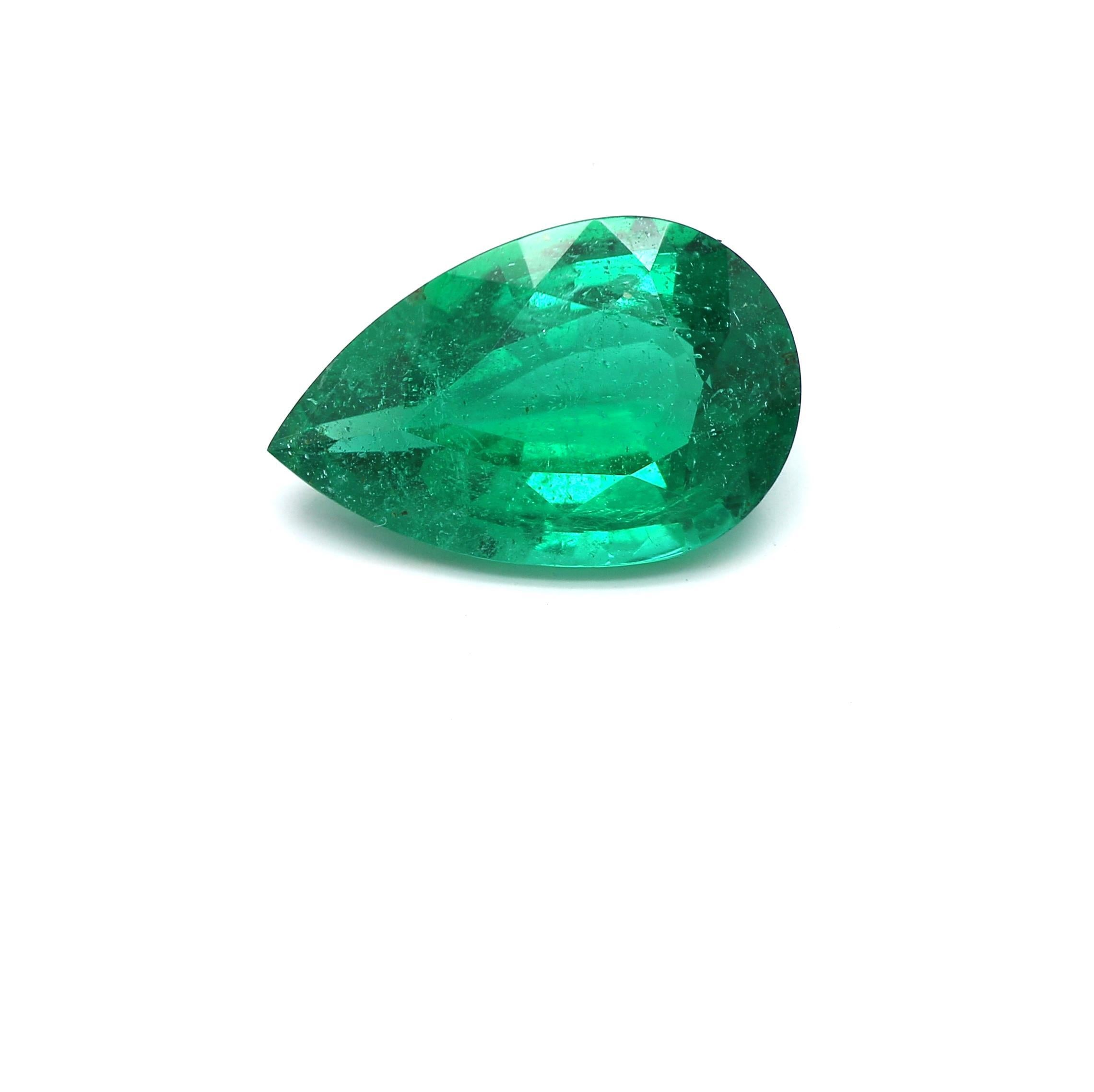 2.91 ct. Pear Shape Emerald ICA Minor