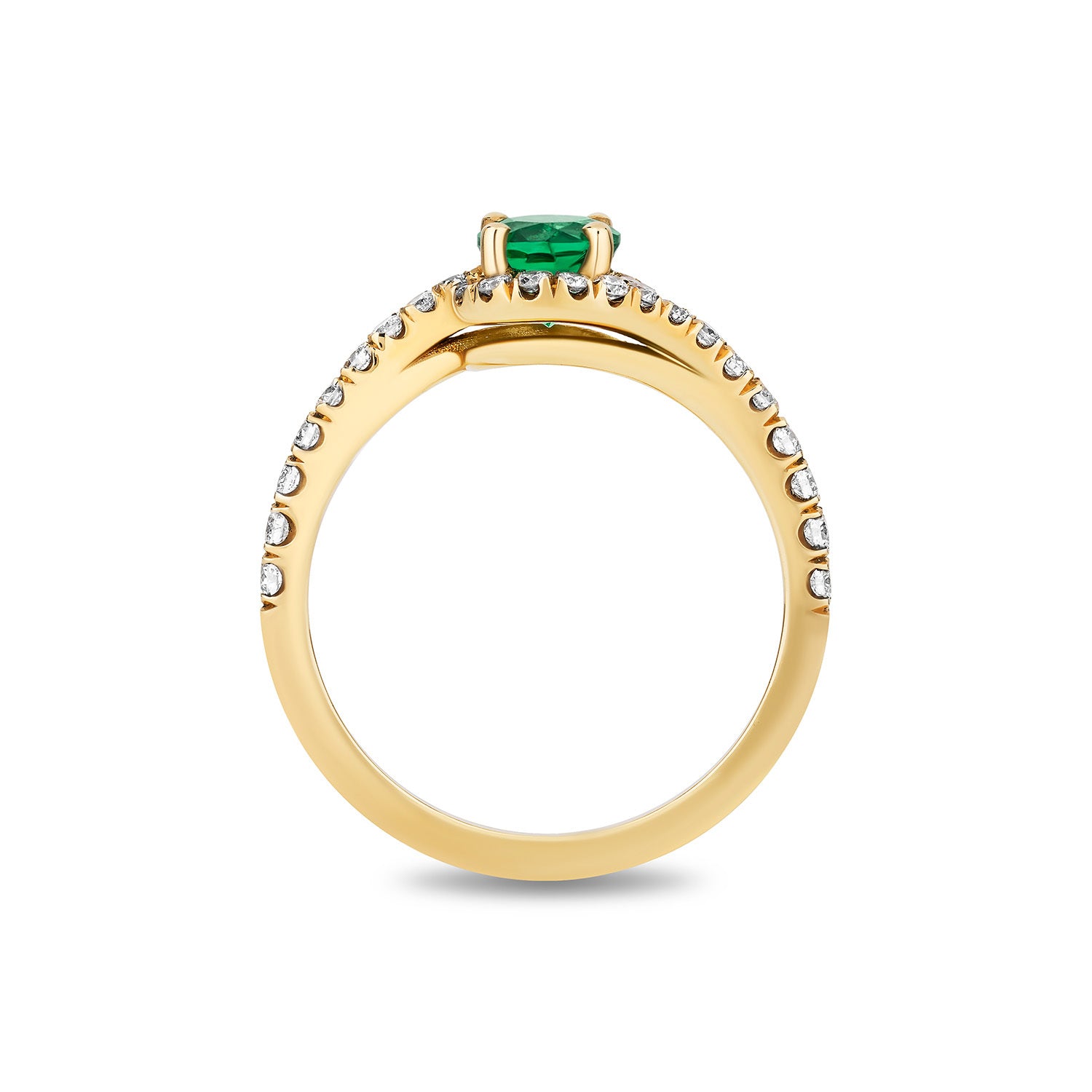 Emerald Round Halo Twist Ring - 0.92ct TW