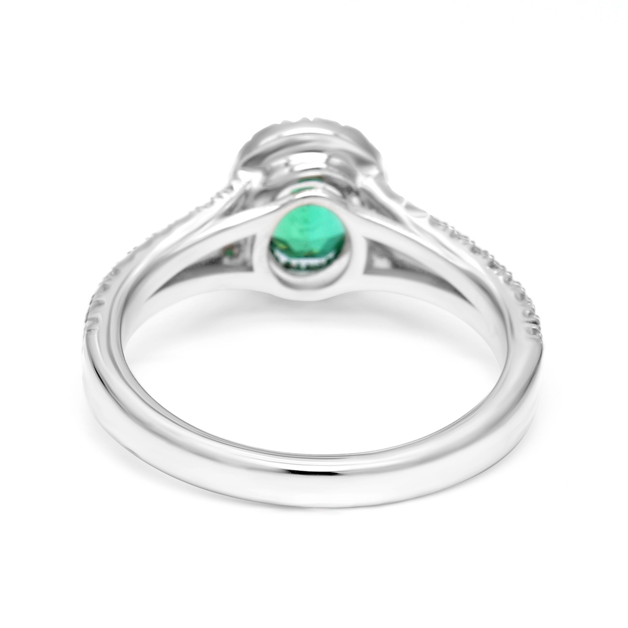 Emerald Oval Double Shank Halo Ring - 1.29ct TW