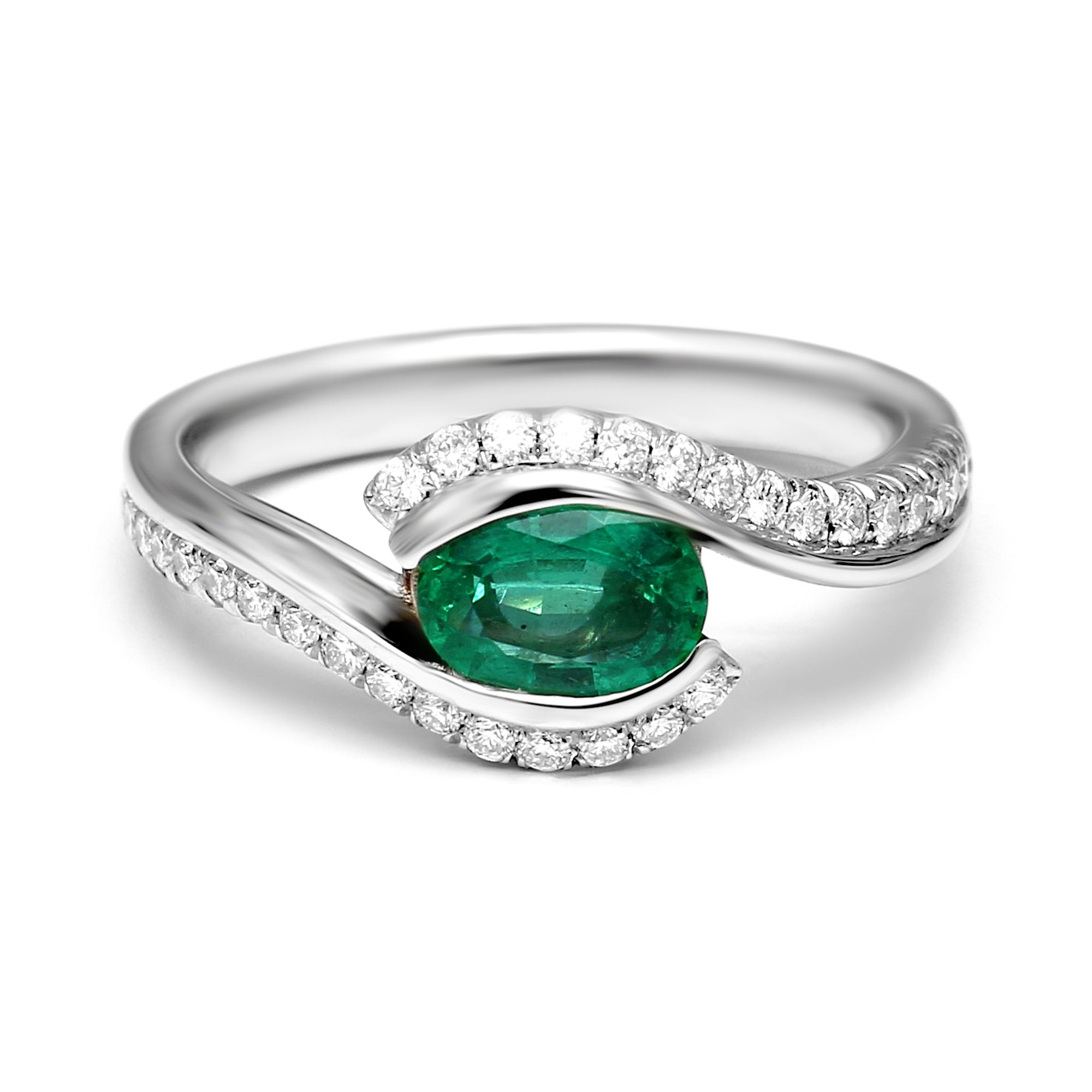 Emerald Oval "Eye" Ring - 1.03ct TW