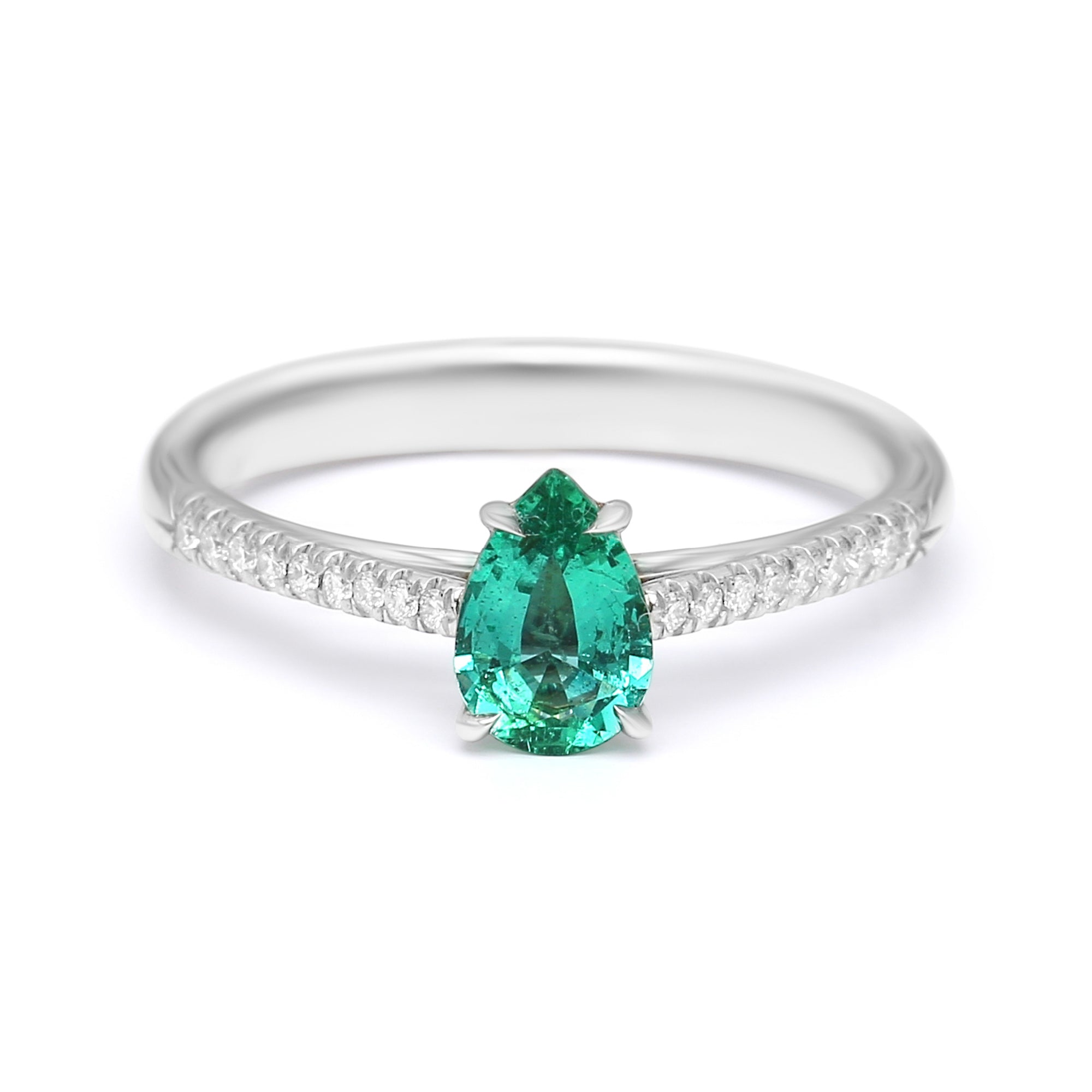 Emerald Pear Shape Ring - 0.91ct TW