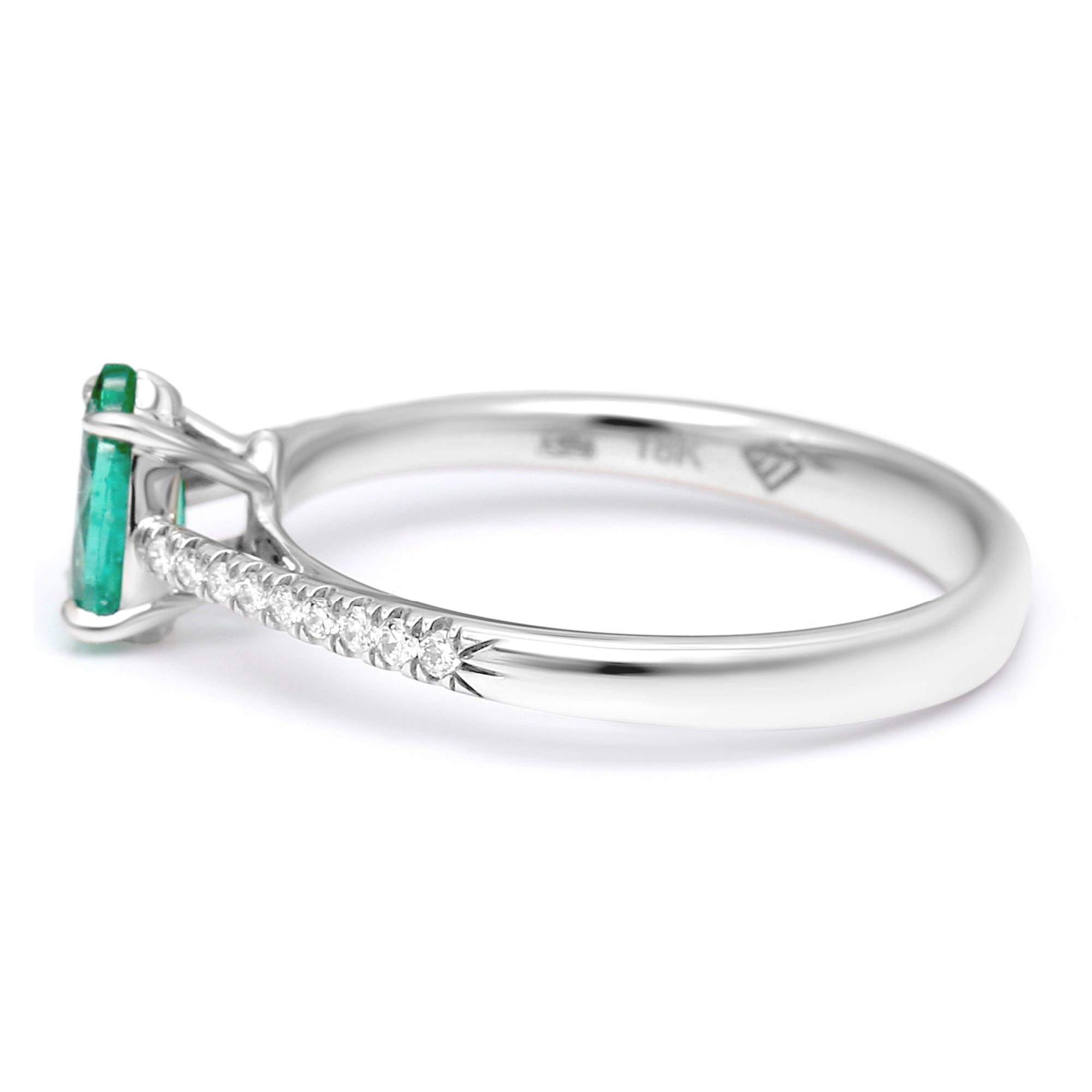 Emerald Pear Shape Ring - White Gold