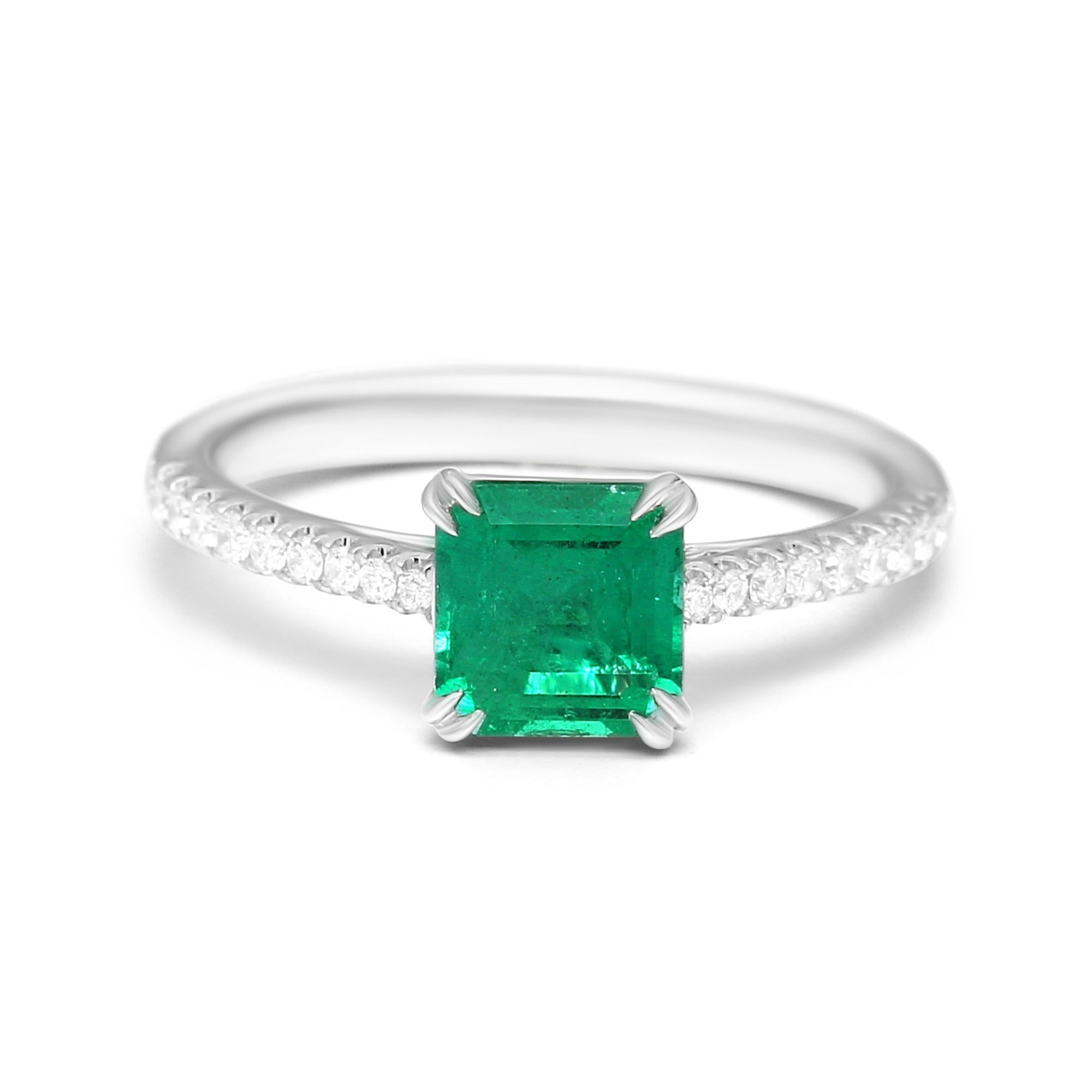 Square Emerald with Diamonds Ring - 1.25ct TW