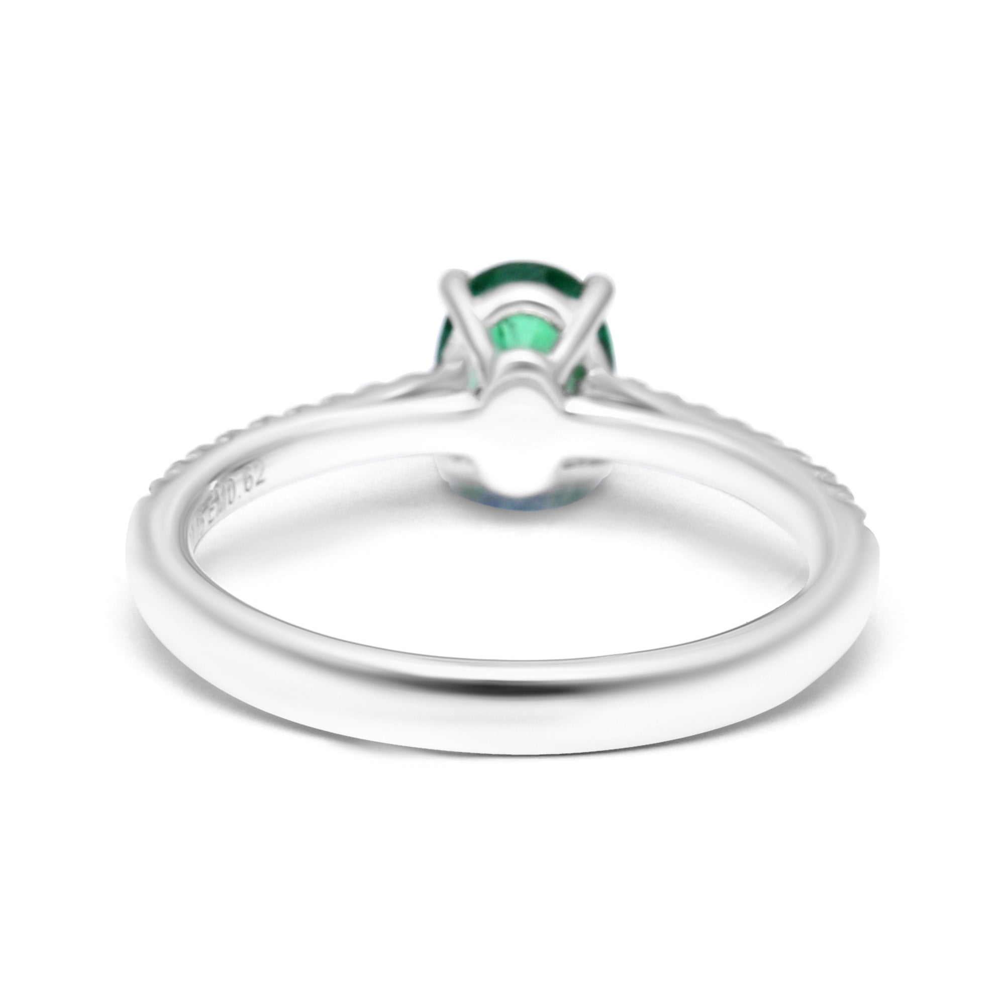 Oval Cut Emerald & Diamonds Ring - 0.77ct TW