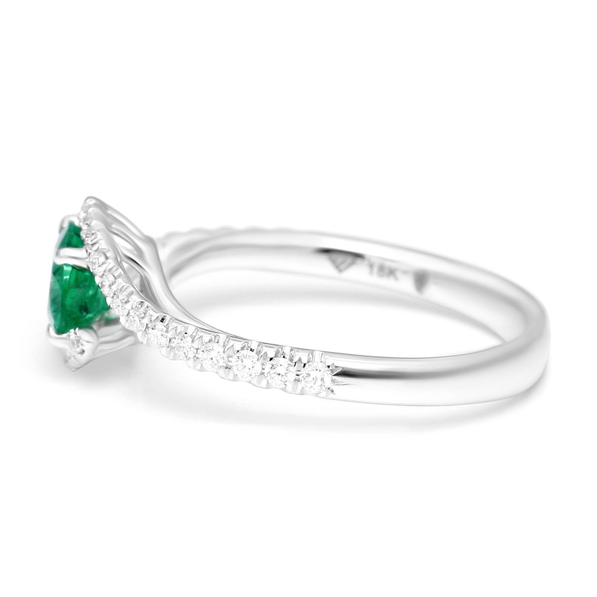 Emerald Oval Twist Ring - Eshli Fine Jewelry