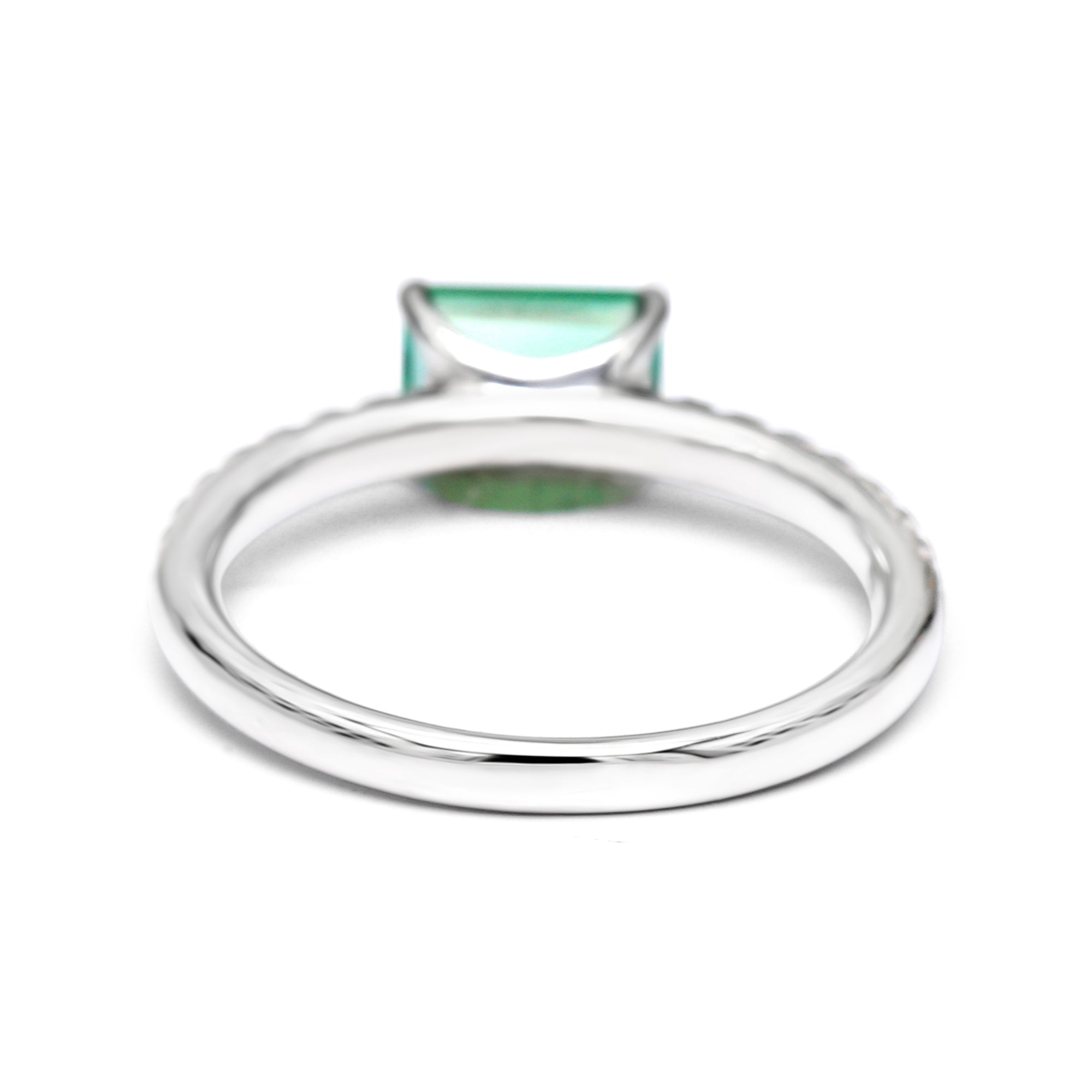 Emerald with Diamonds East-West Ring - Eshli Fine Jewelry