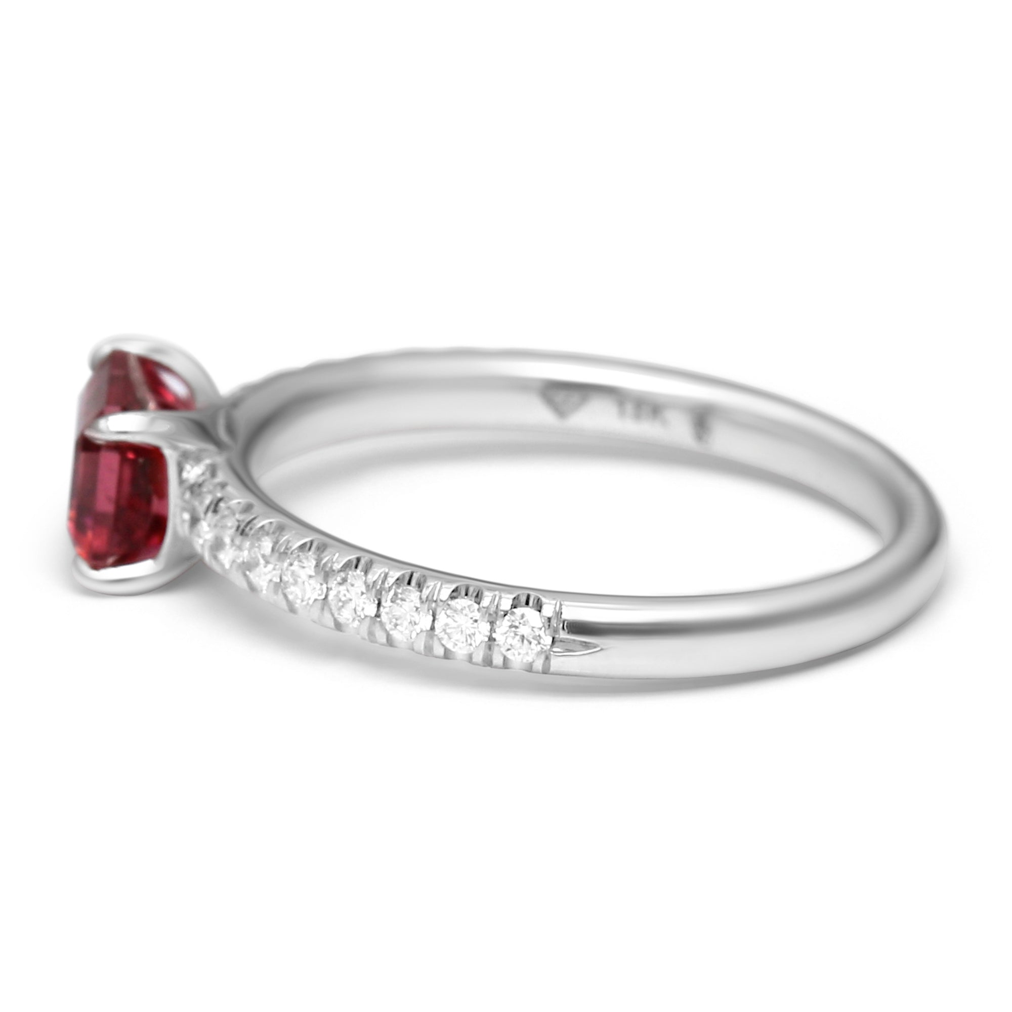 Rubellite East-West Ring with Diamonds -1.48ct TW