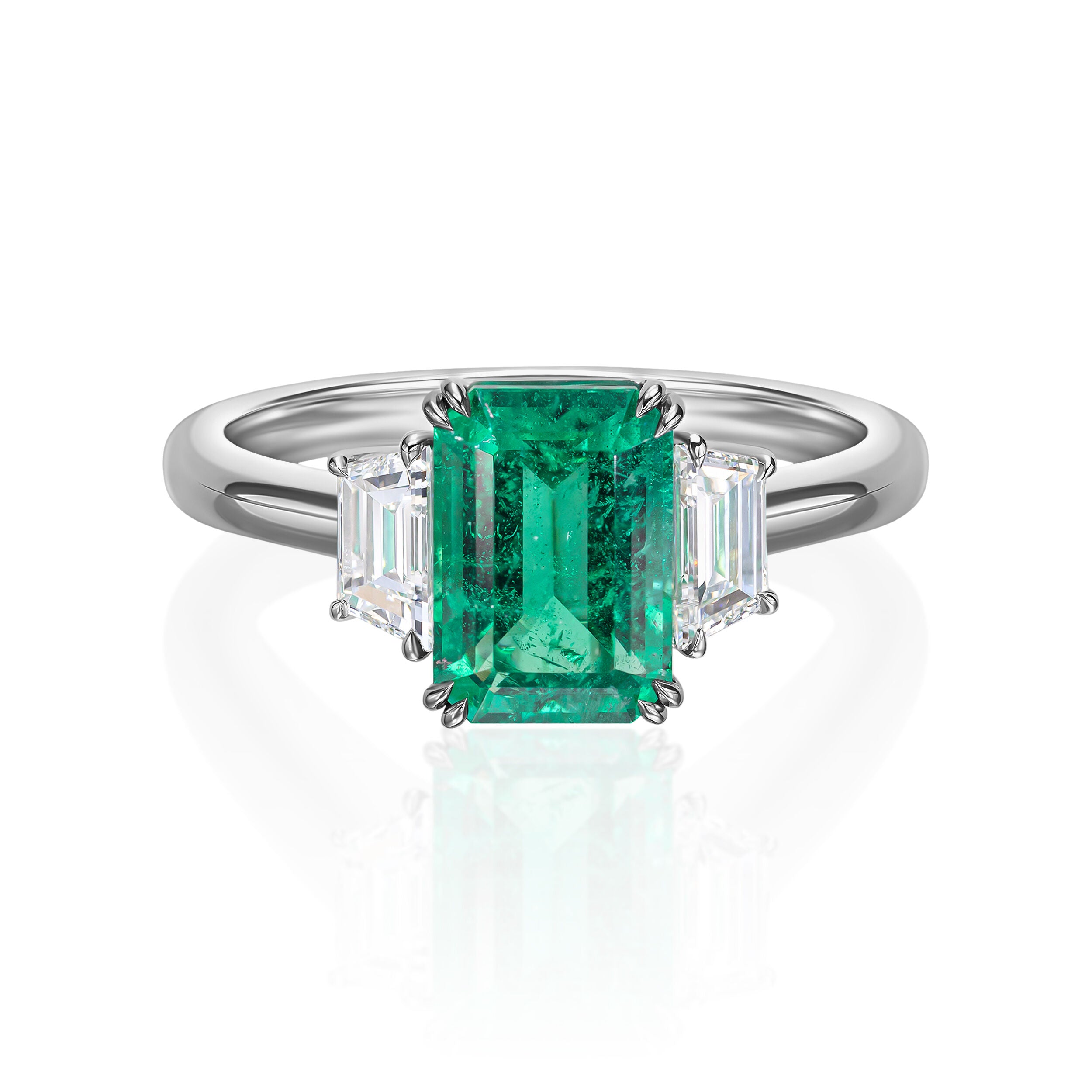 Emerald Cut Ring with Trapezoids - 2.59ct TW