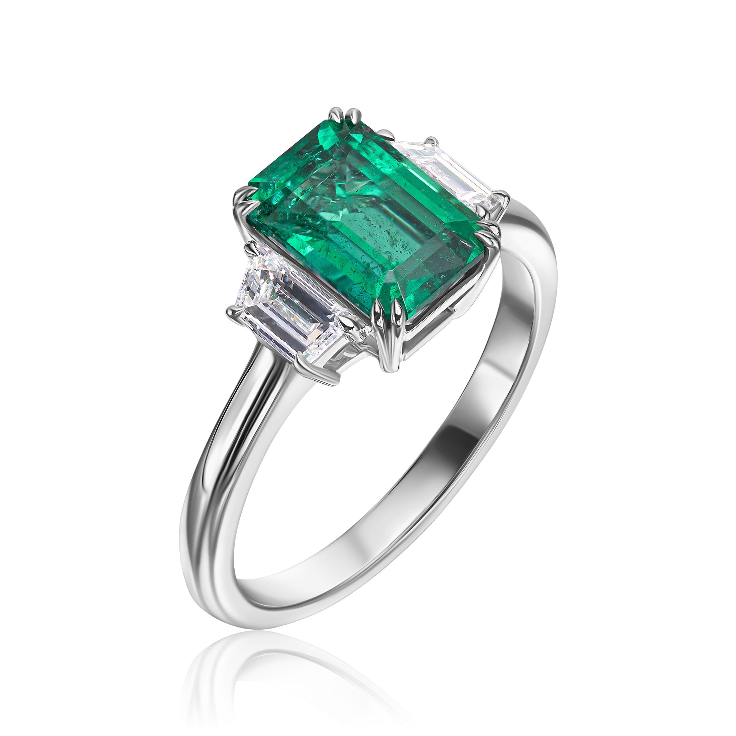 Emerald Cut Ring with Trapeziod - 2.59ct TW