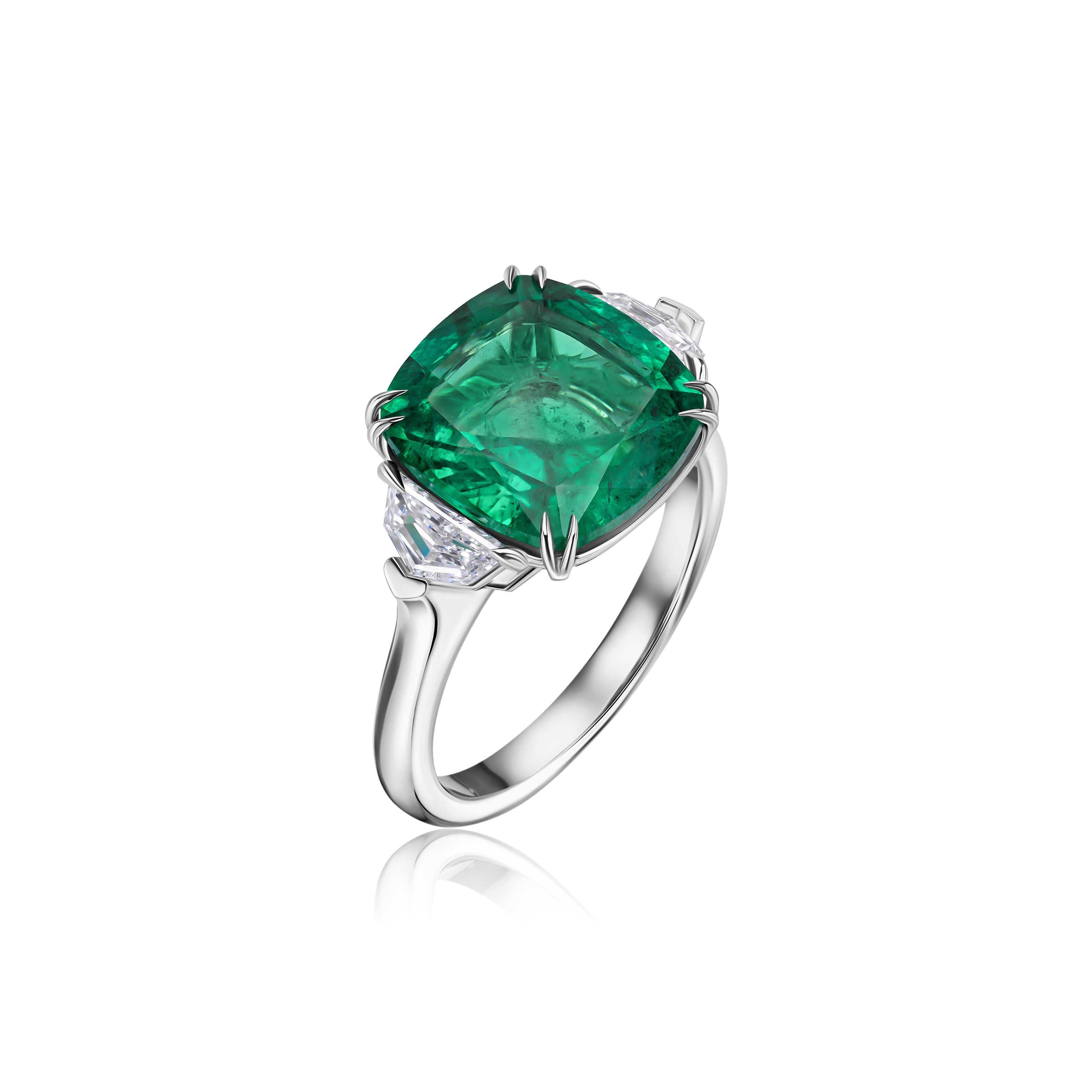 Emerald Cushion-Cut Ring - 6.62ct TW