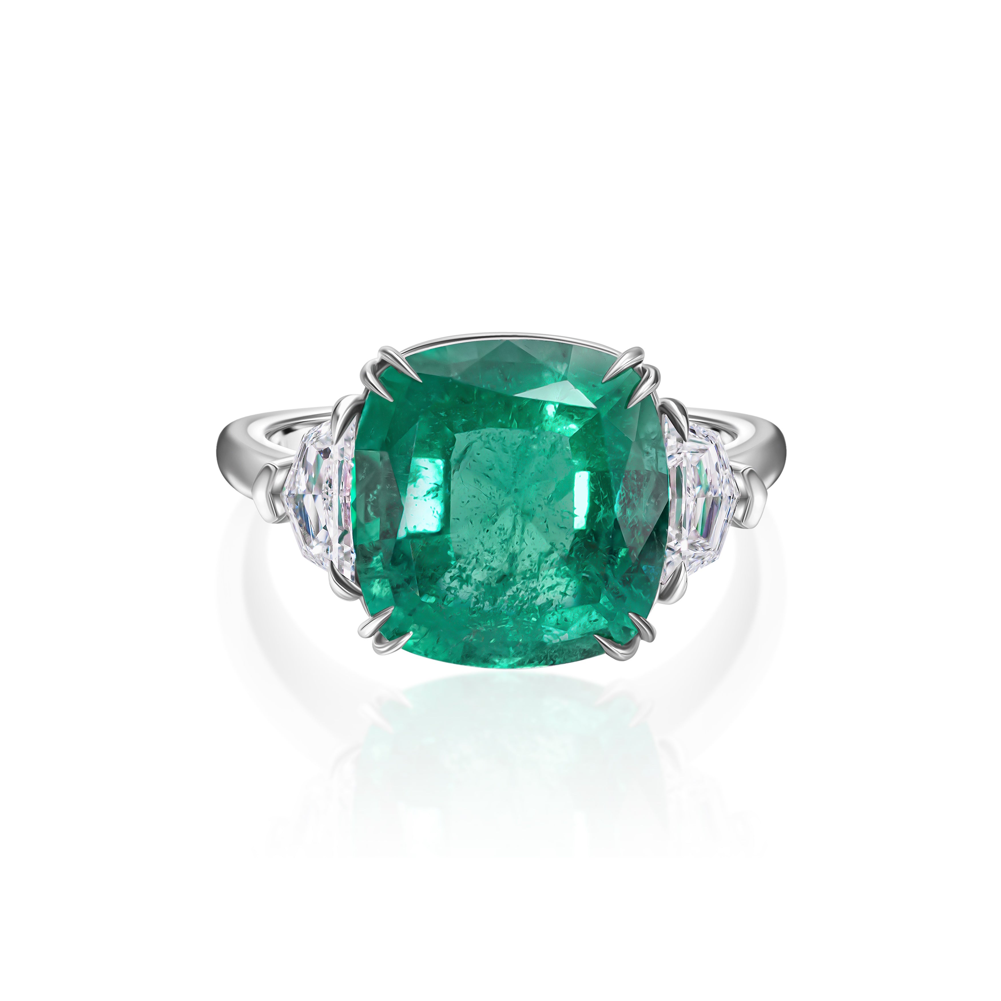 Emerald Cushion-Cut Ring - 6.62ct TW