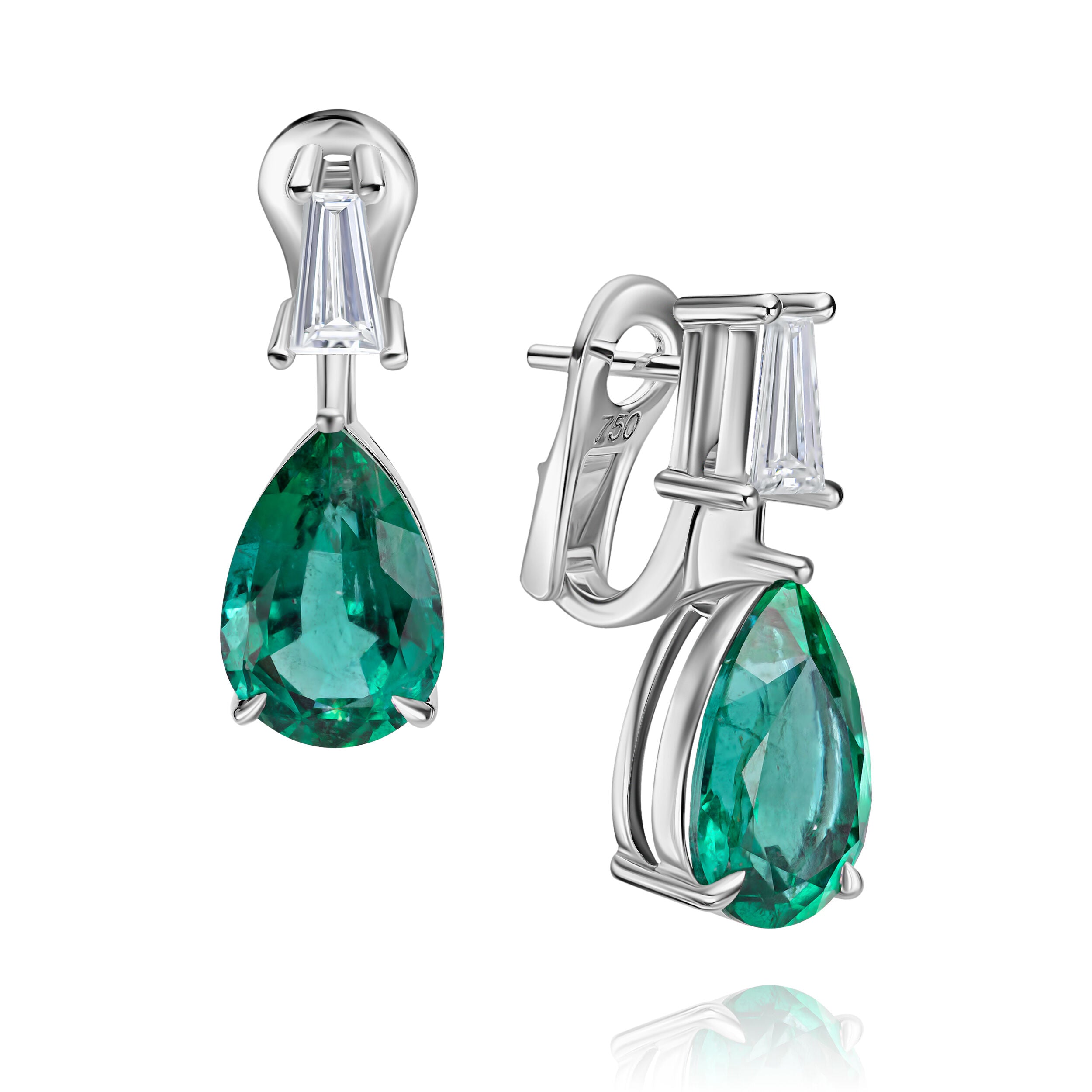 Pear Shape Emerald Drop Earrings - 3.99ct TW