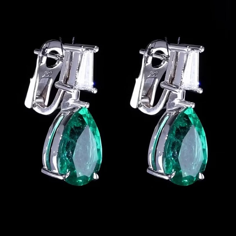 Pear Shape Emeralds Drop Earrings - 3.99ct TW