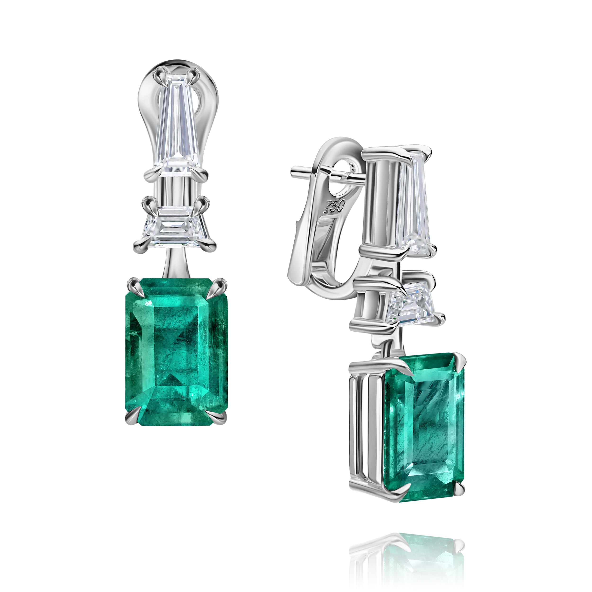 Amazon.com: 3/4 Carat Emerald Cut Diamond Drop Dangling Earrings in 14K  Rose Gold (with Leverback): Clothing, Shoes & Jewelry