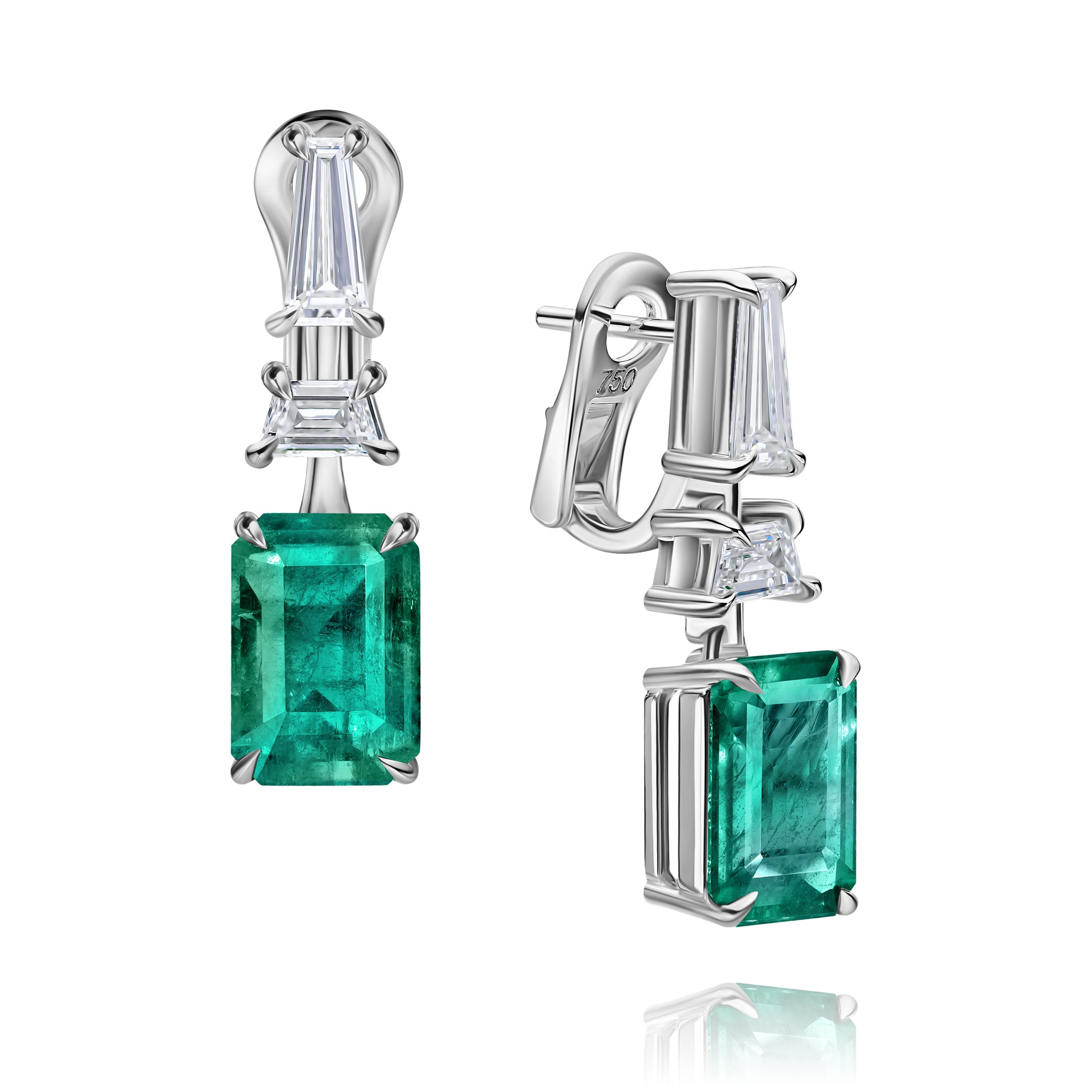 Emerald-Cut Emeralds Drop Earrings - 4.76ct TW