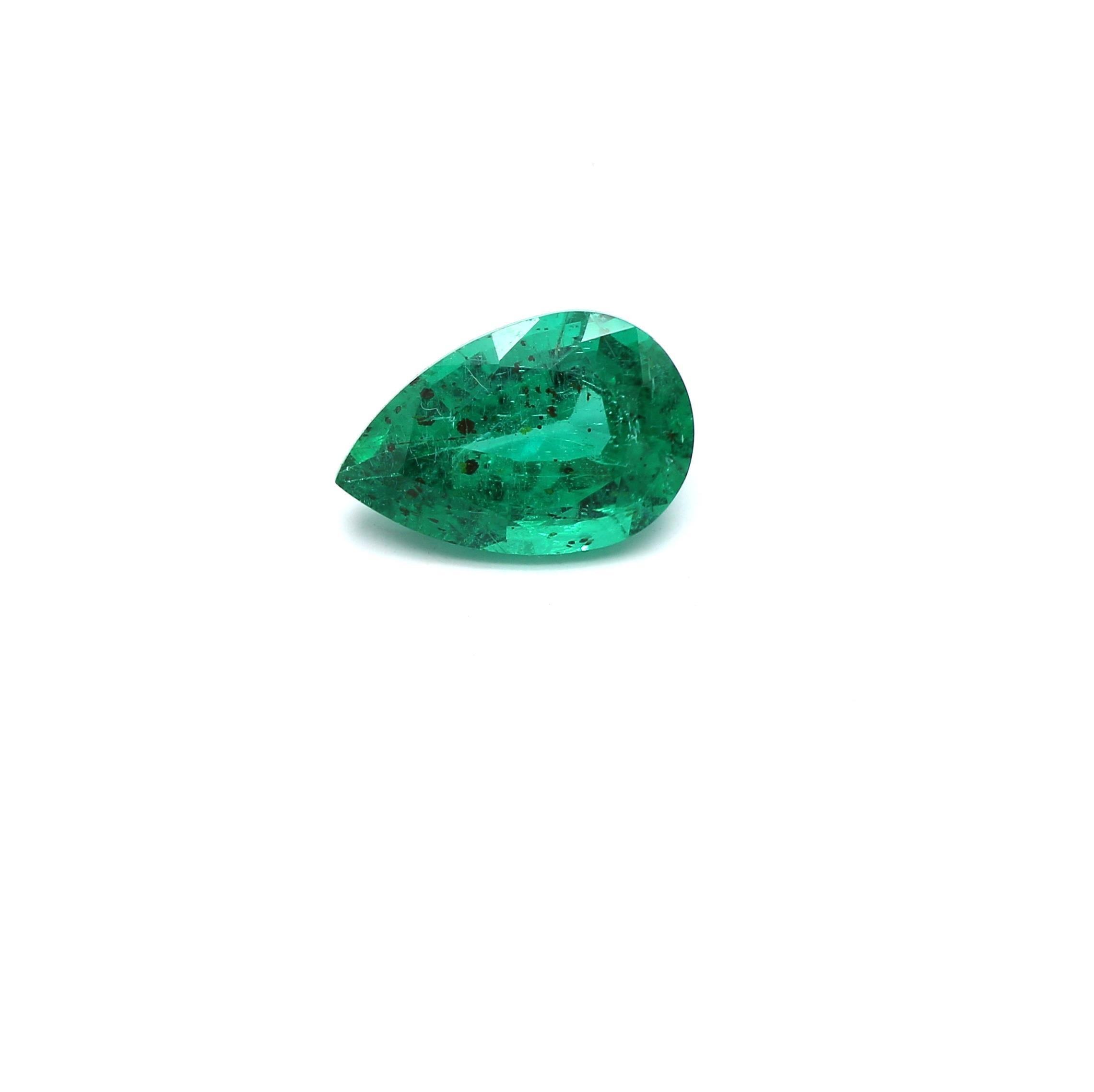 1.06 ct. Pear Shape Emerald ICA Minor