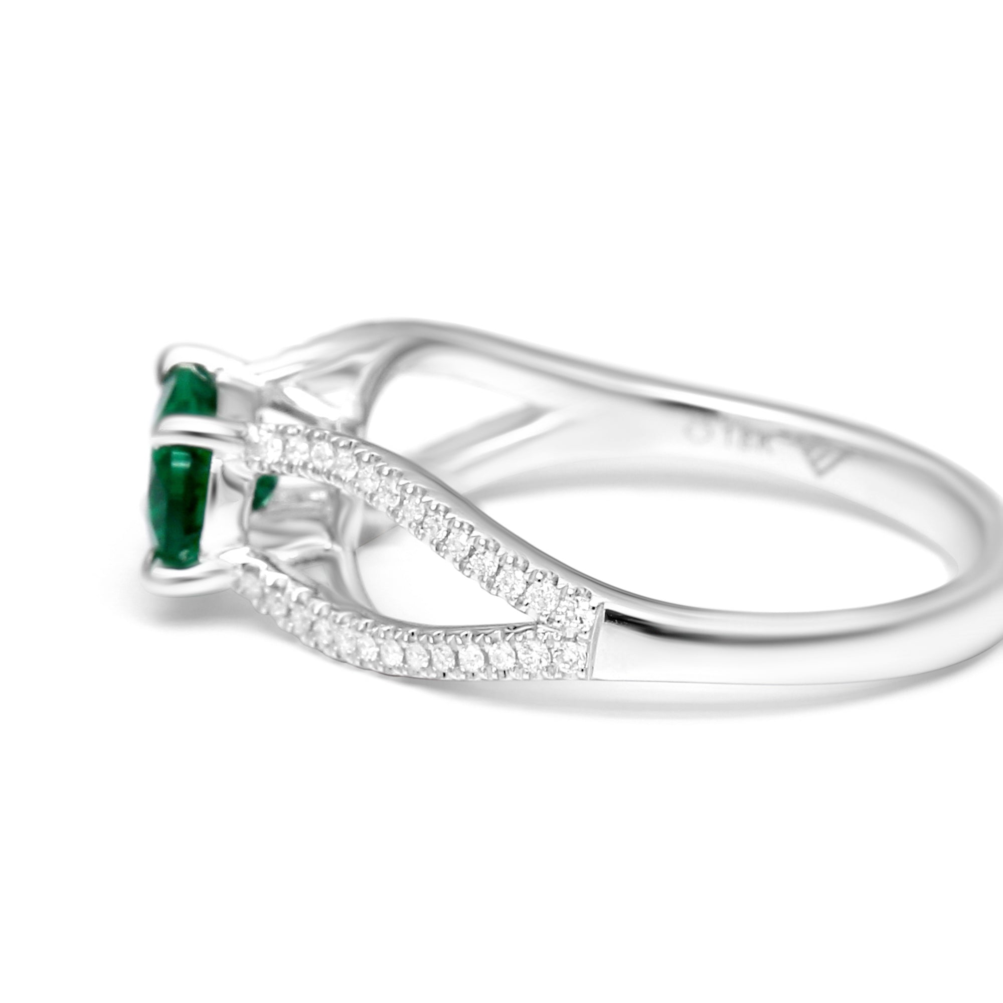 Emerald Oval Split Shank Ring - 0.99ct TW