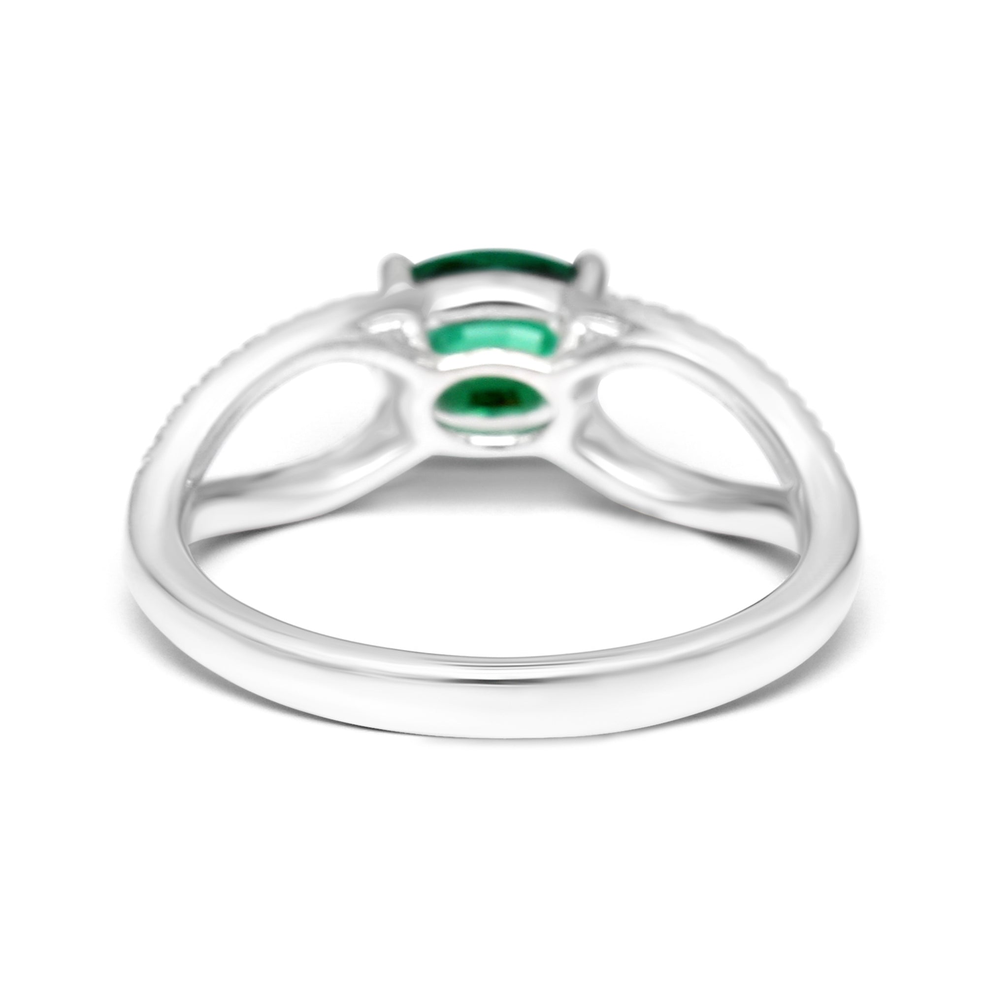 Emerald Oval Split Shank Ring - 0.99ct TW