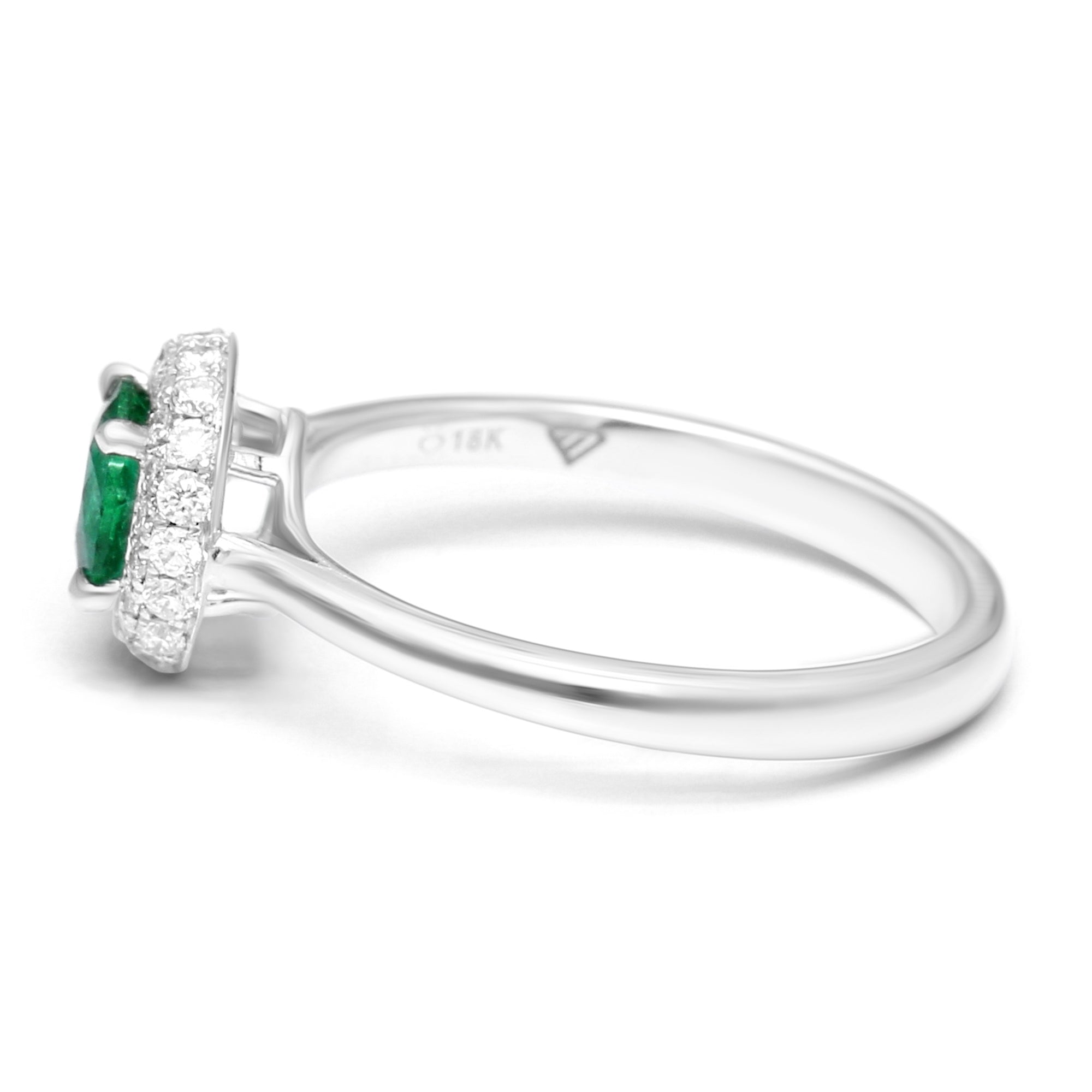 Emerald Double Halo Ring - 0.84ct TW