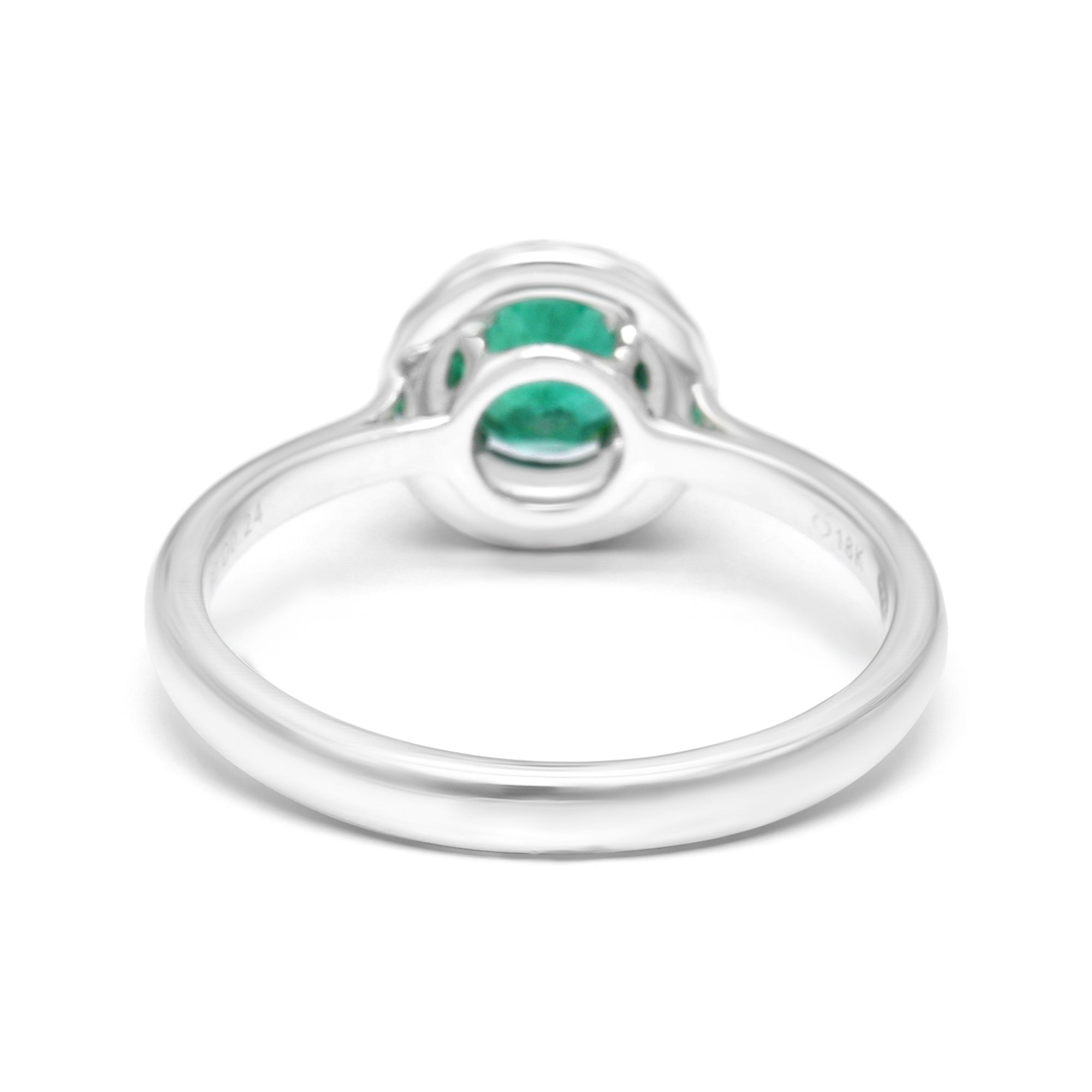 Emerald Double Halo Ring - 0.84ct TW