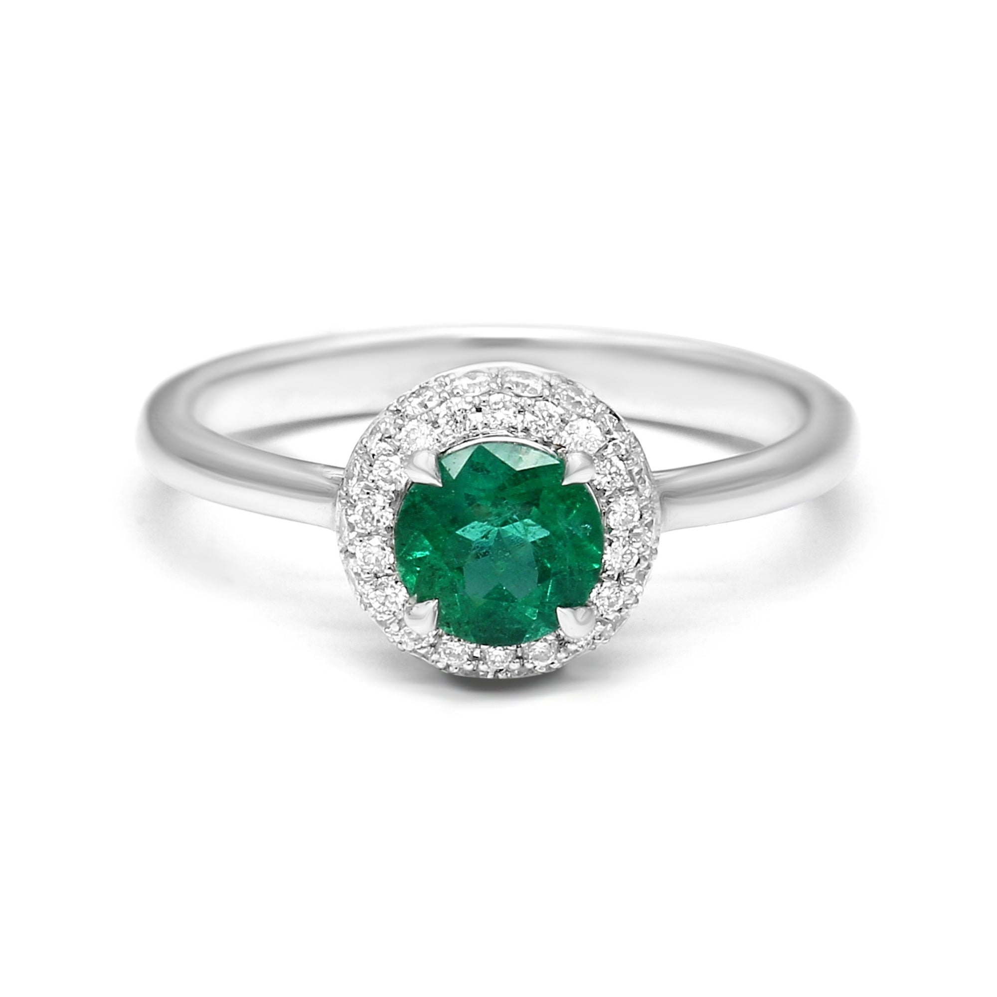 Emerald Double Halo Ring - 0.84ct TW