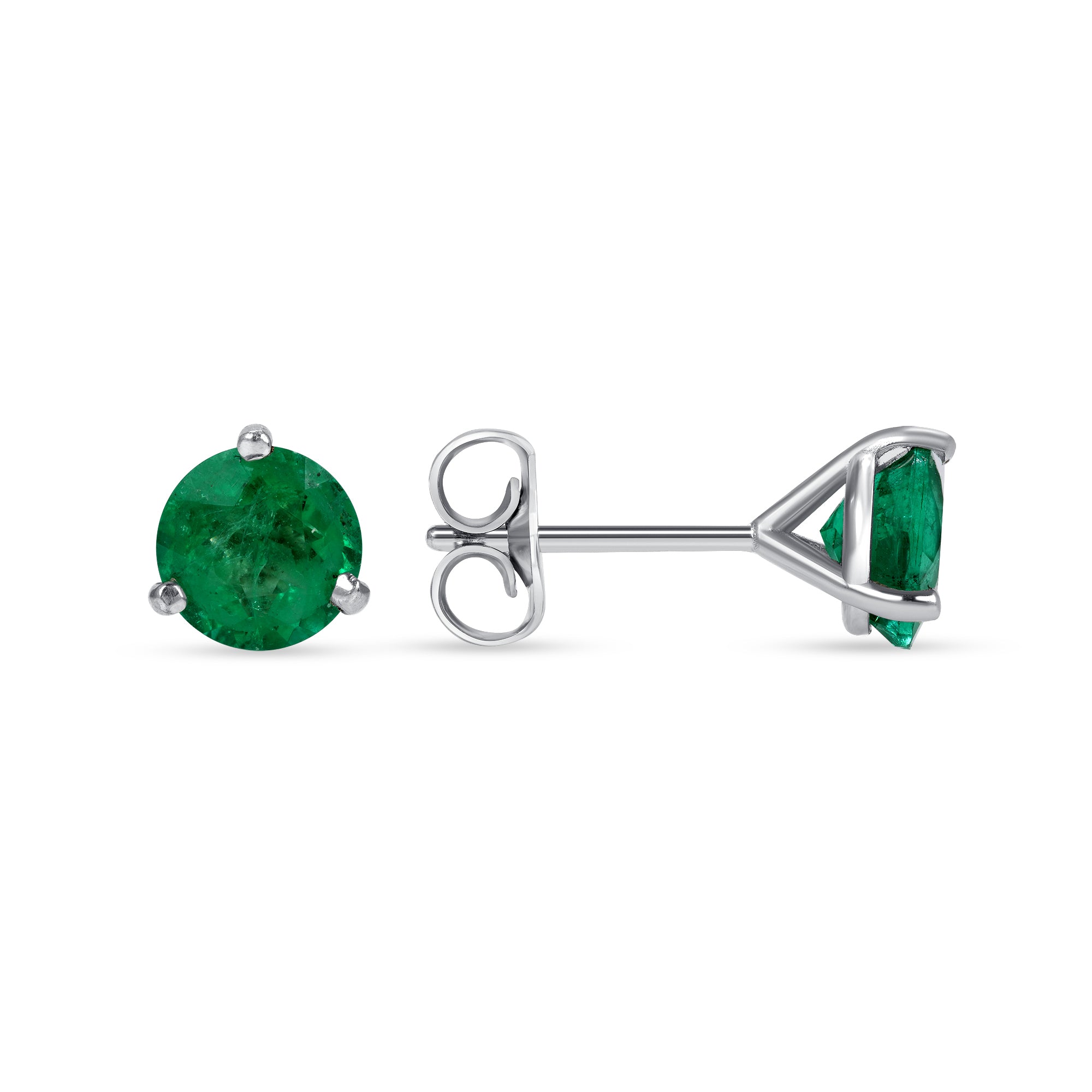 Round Emerald Stud Earrings - 1.37ct TW