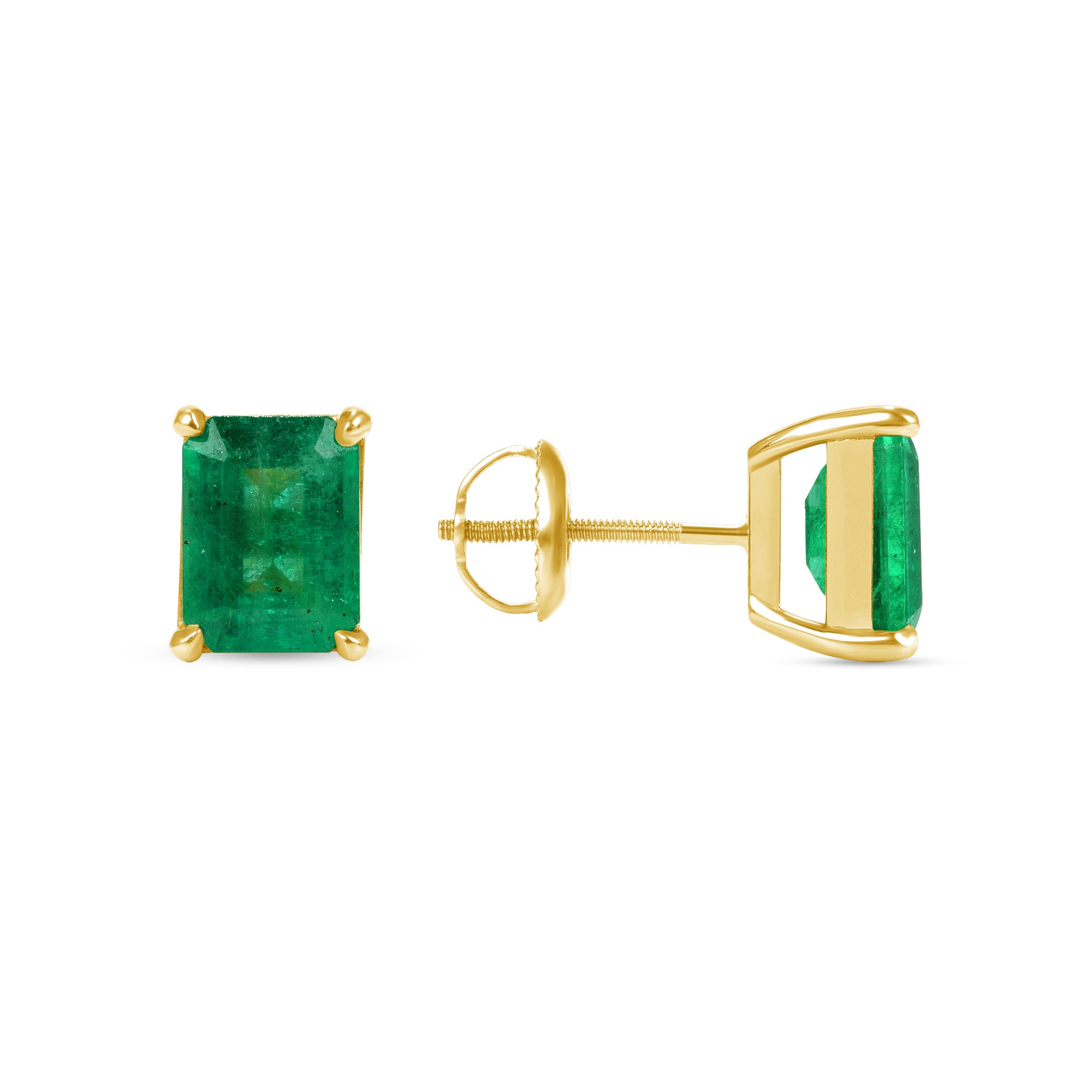 Emerald Stud Earrings - 3.47ct TW