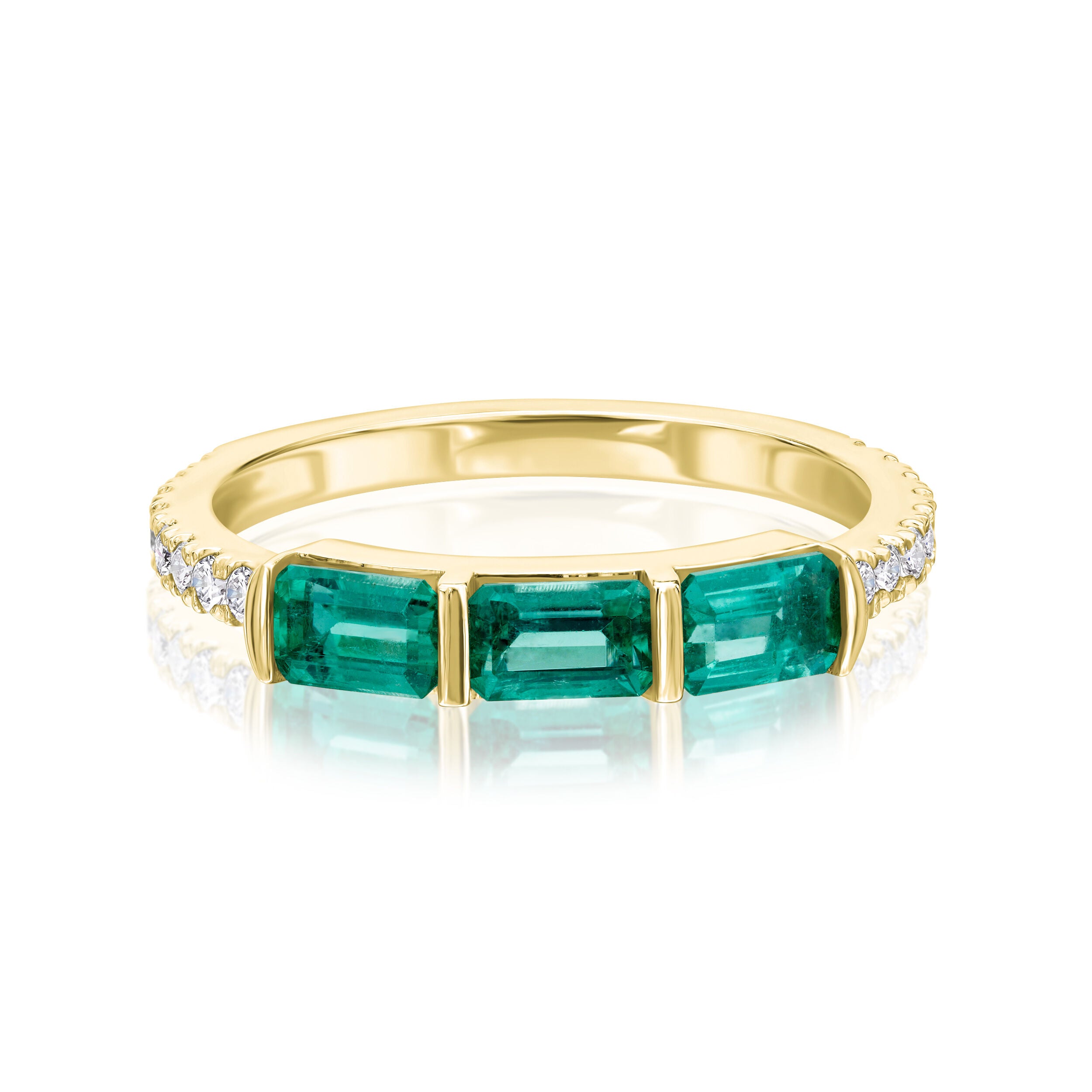 3 Emerald East-West Ring - 1.09ct TW