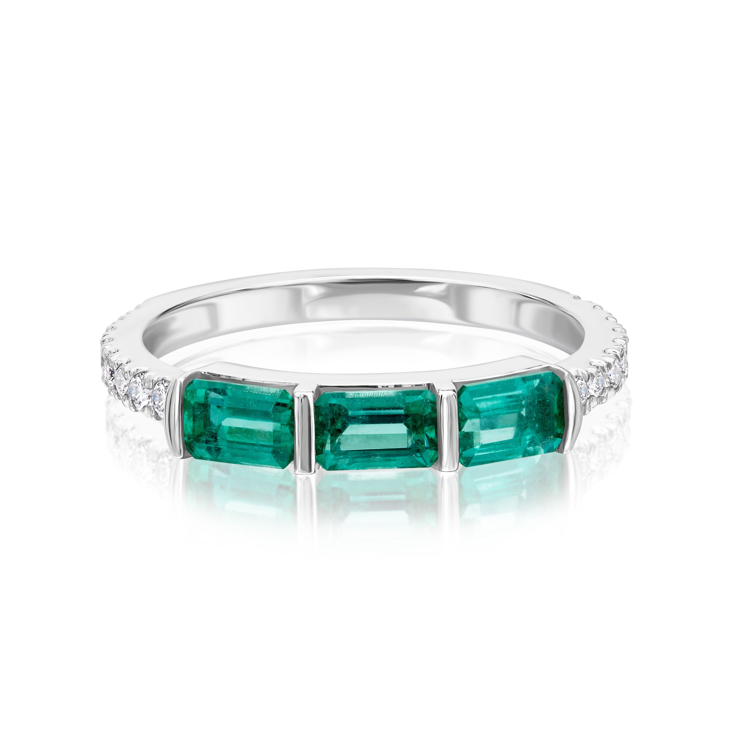 3 Emerald East-West Ring - 1.09ct TW