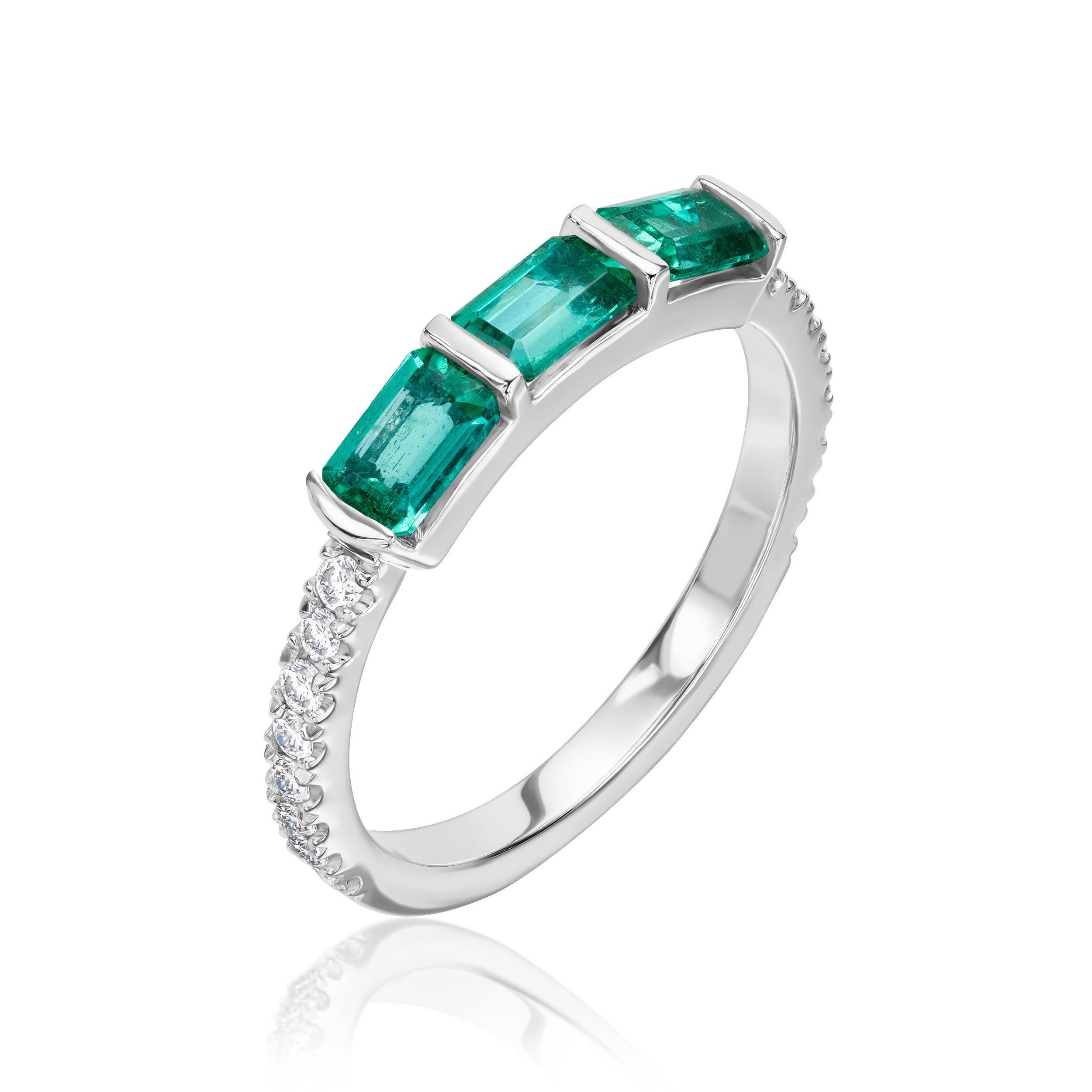 3 Emerald East-West Ring - 1.09ct TW
