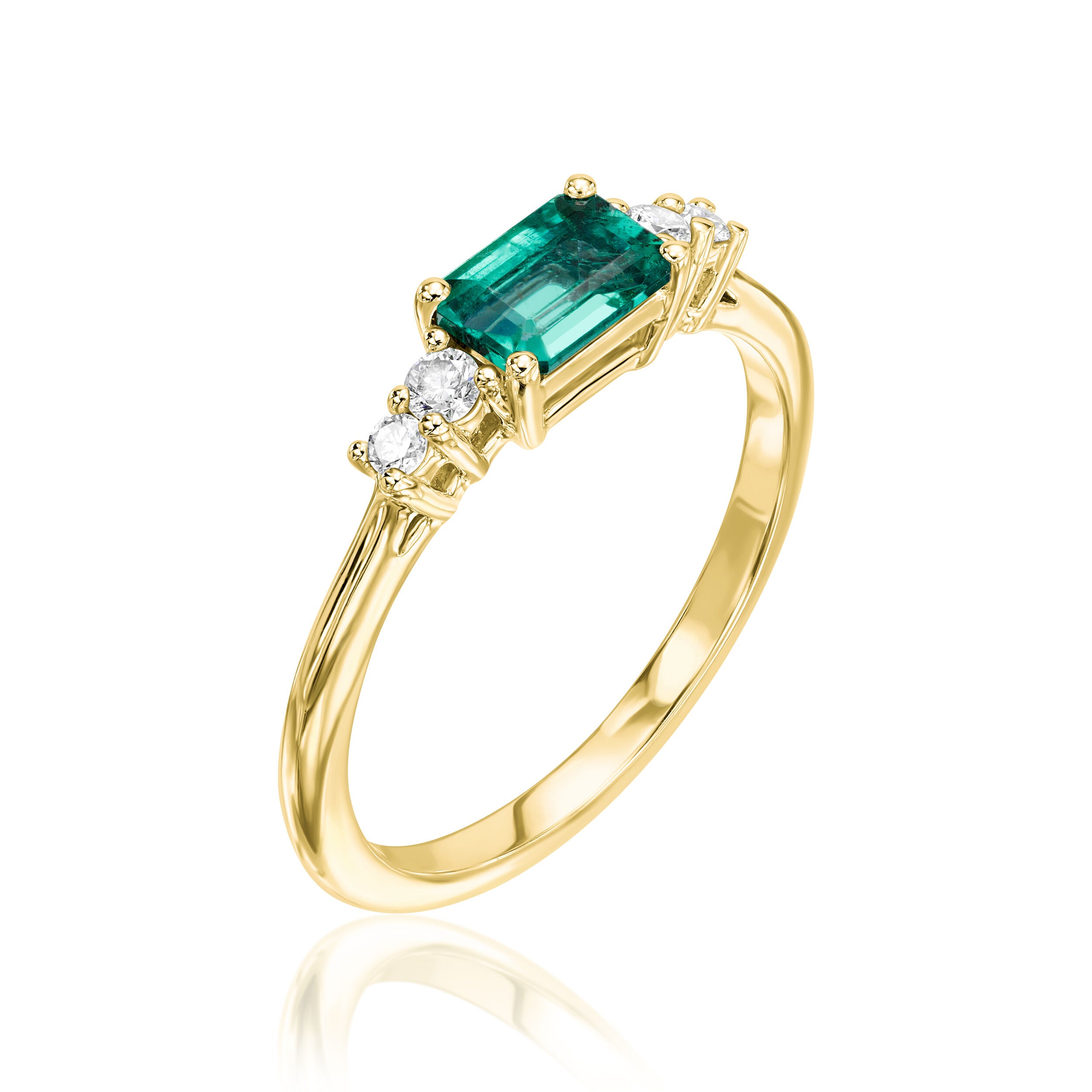 East-West Emerald Ring - 0.69ct TW